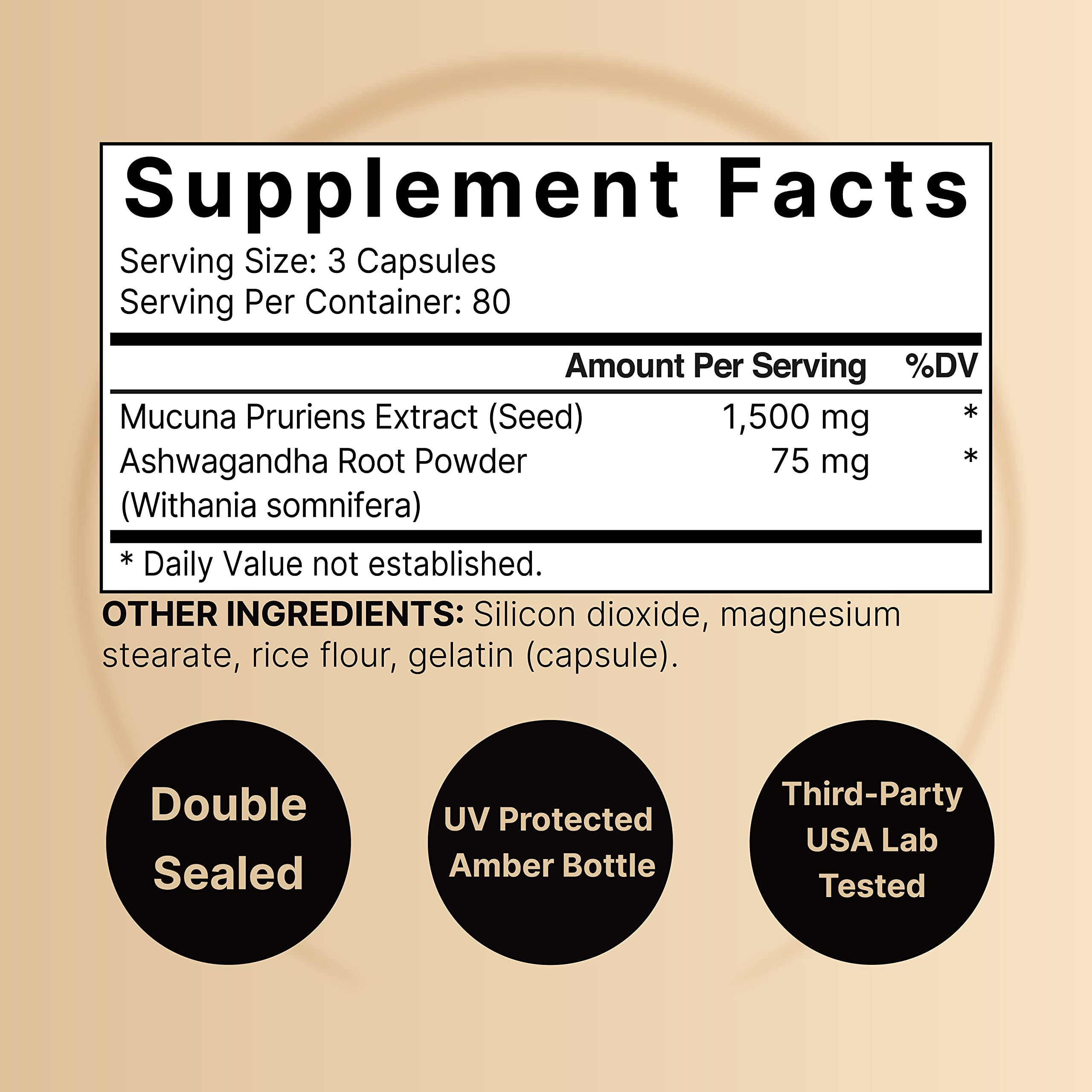 NatureBell Ashwagandha 1500mg supplement bottle side view