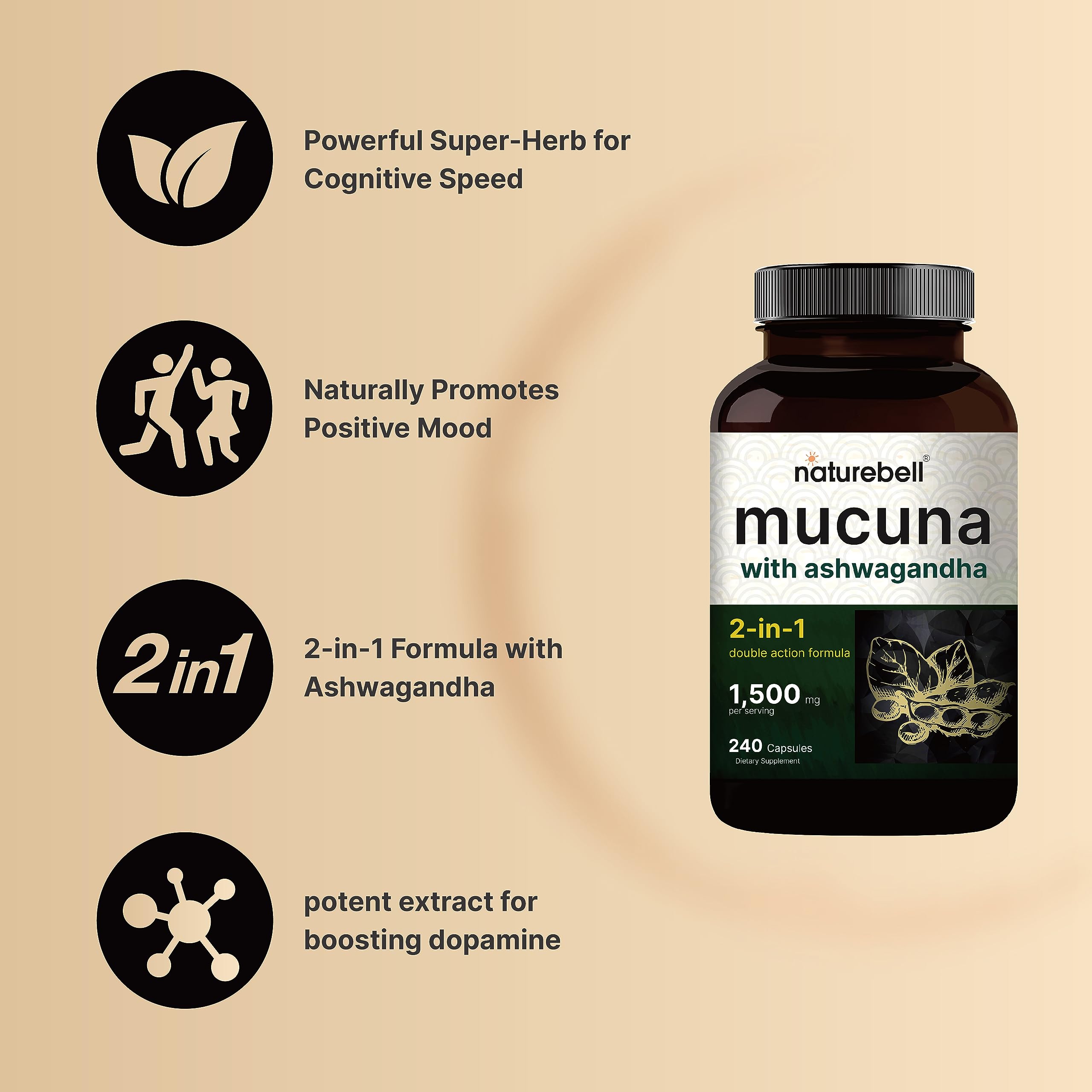 NatureBell Ashwagandha capsules close-up showing size