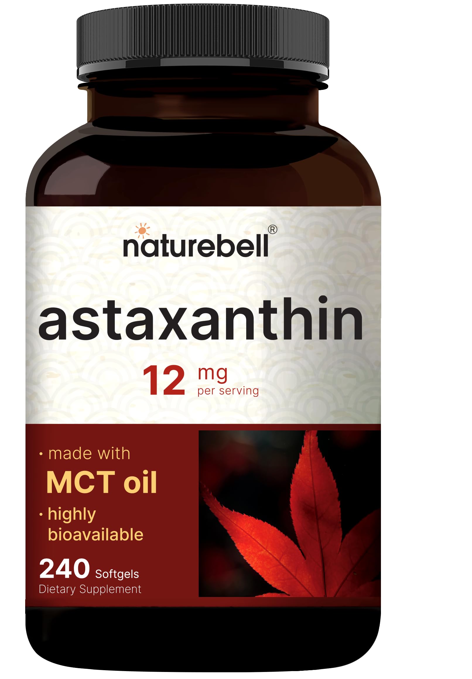 NatureBell Astaxanthin Softgels 240 count bottle front view