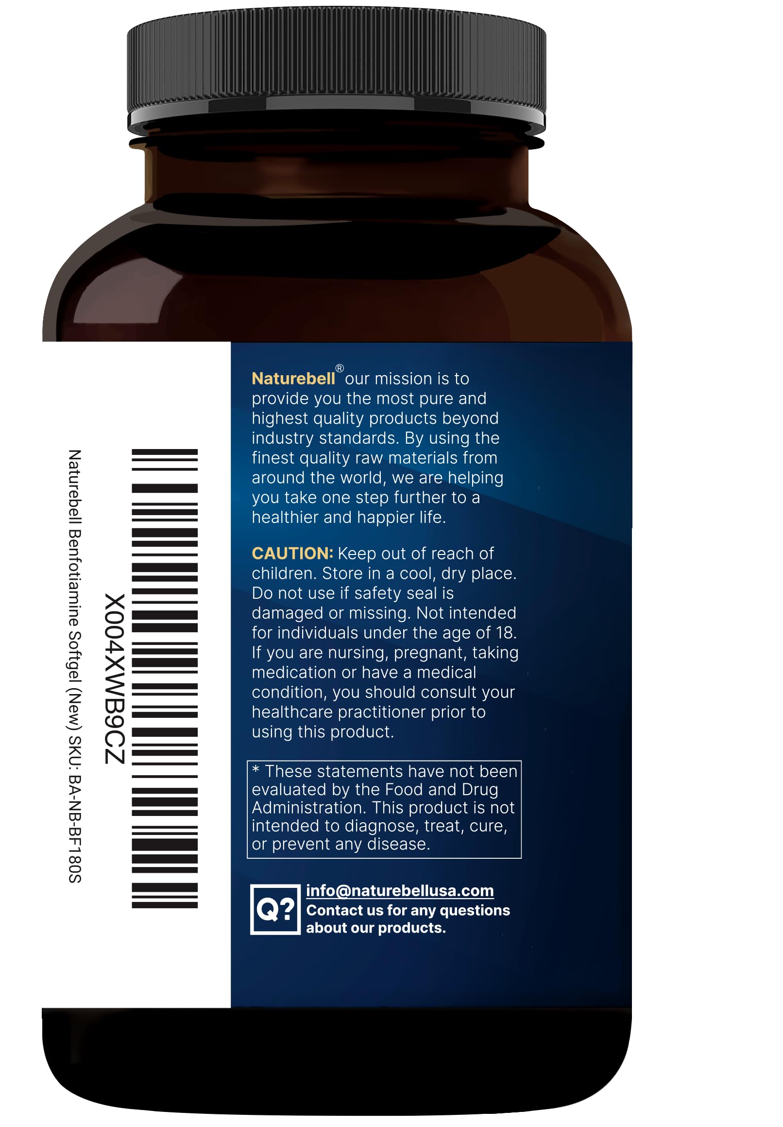 NatureBell Benfotiamine Vitamin B1 600mg softgels in hand