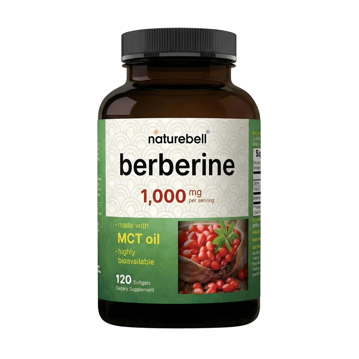NatureBell Berberine 1,000mg softgel bottle front view