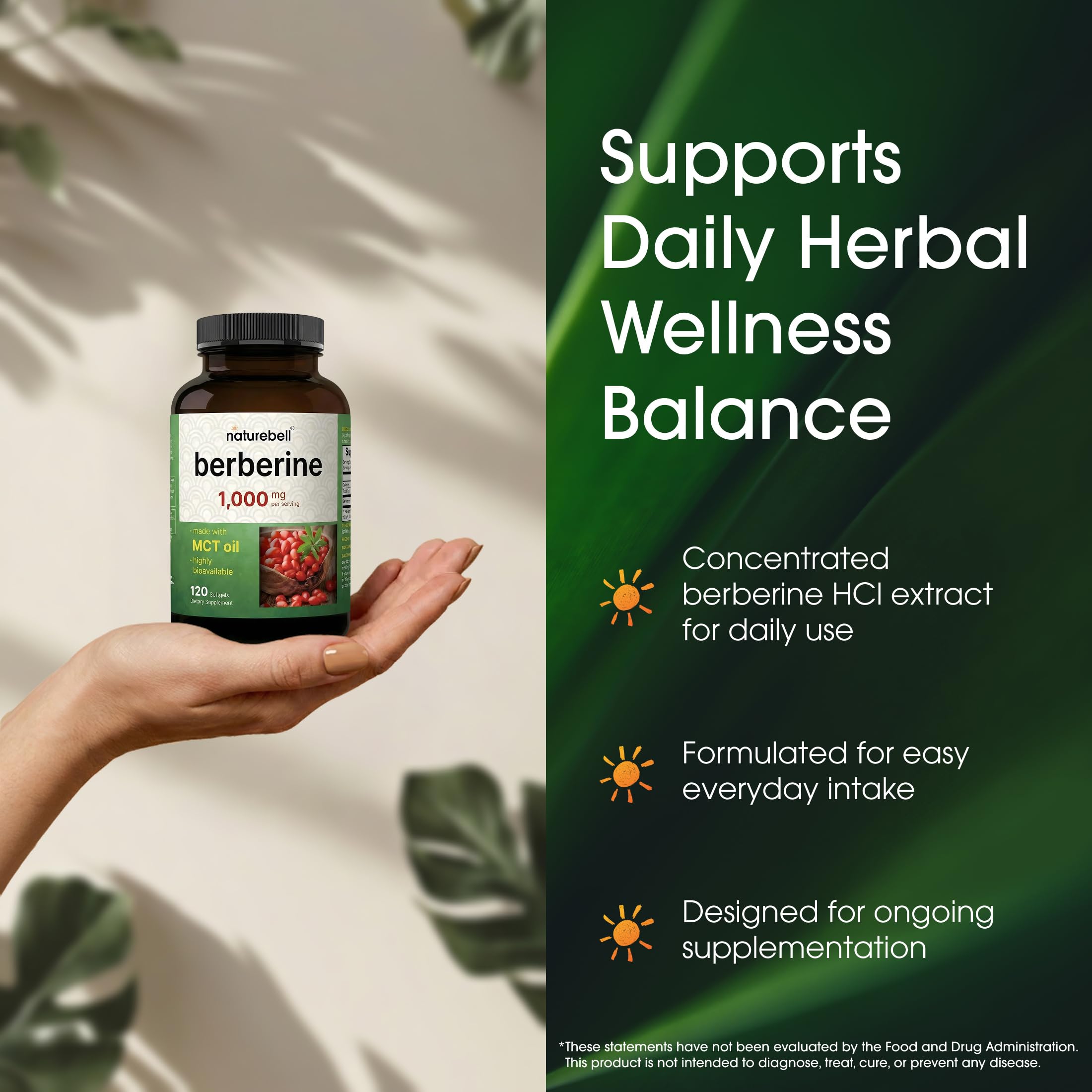 NatureBell Berberine 1,000mg supplement facts