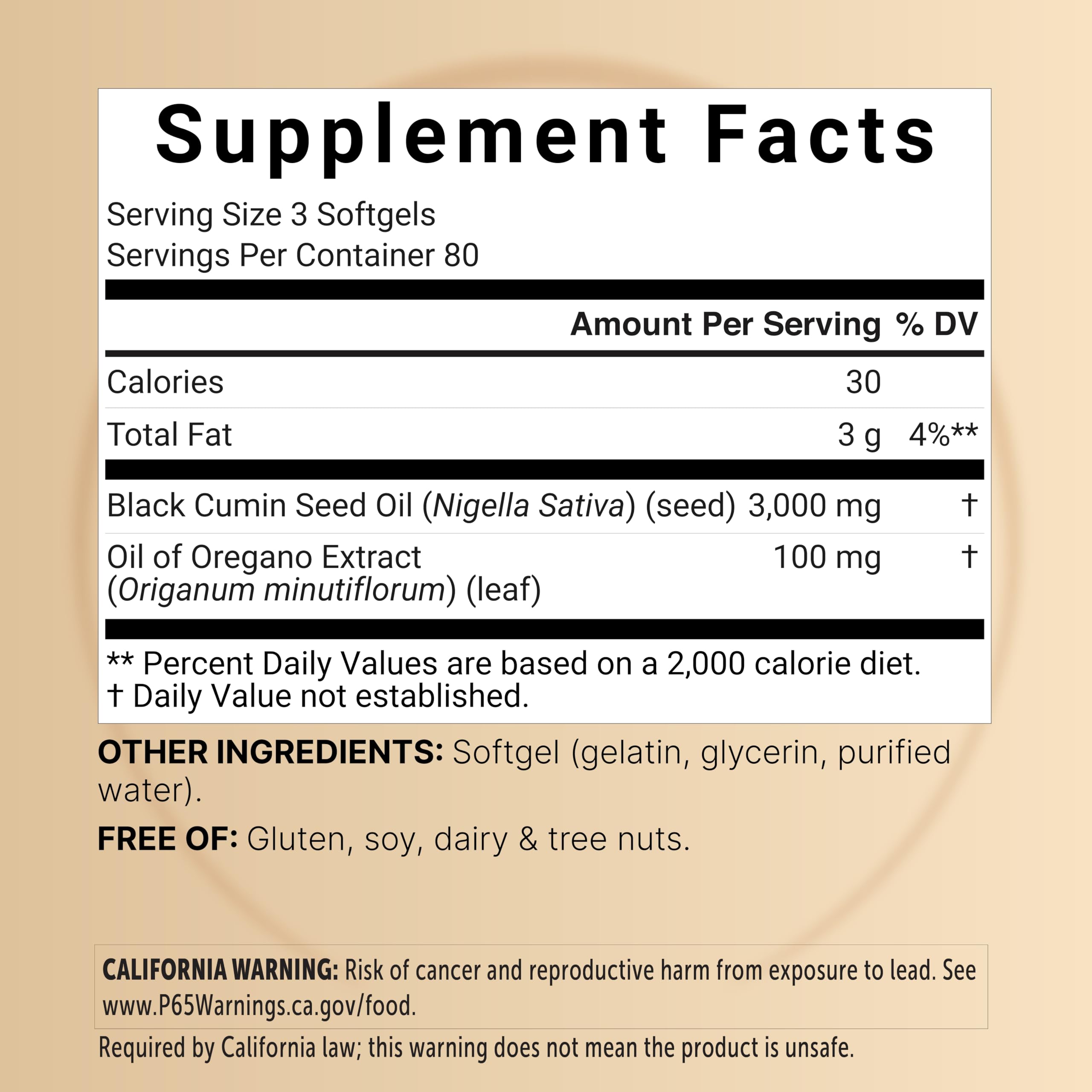 NatureBell Black Seed Oil Softgels side view showing label