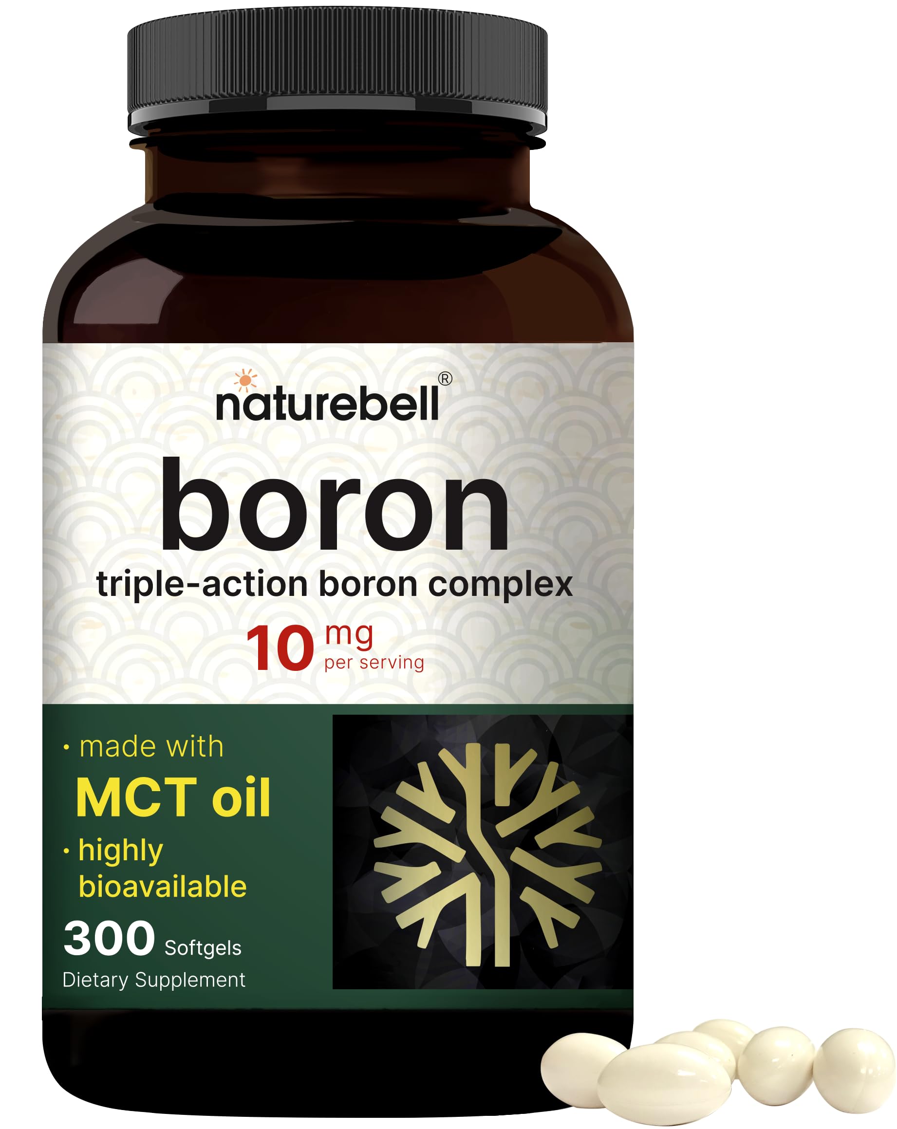 NatureBell Boron Complex 300 Softgels bottle front view