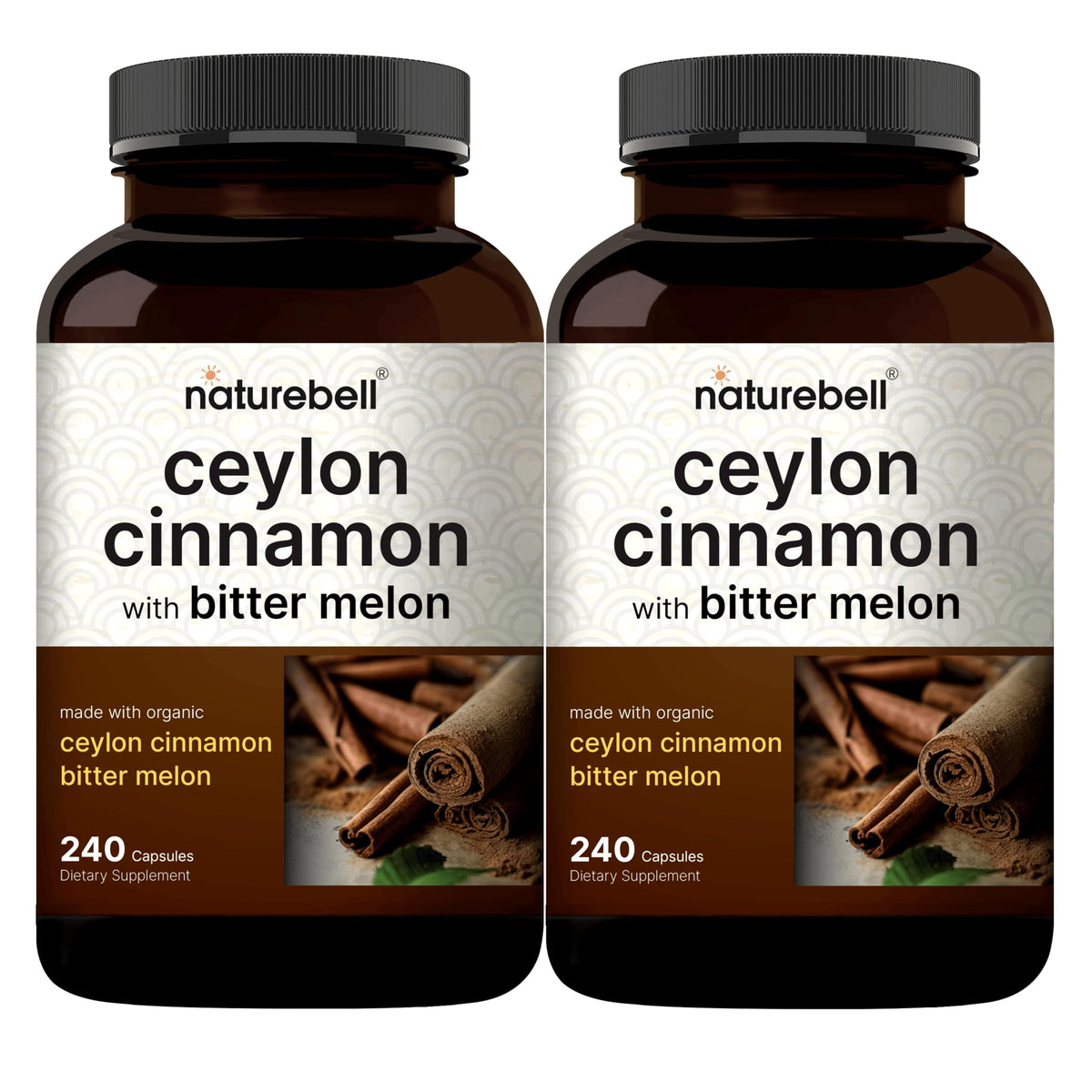 NatureBell Ceylon Cinnamon & Bitter Melon Capsules front view