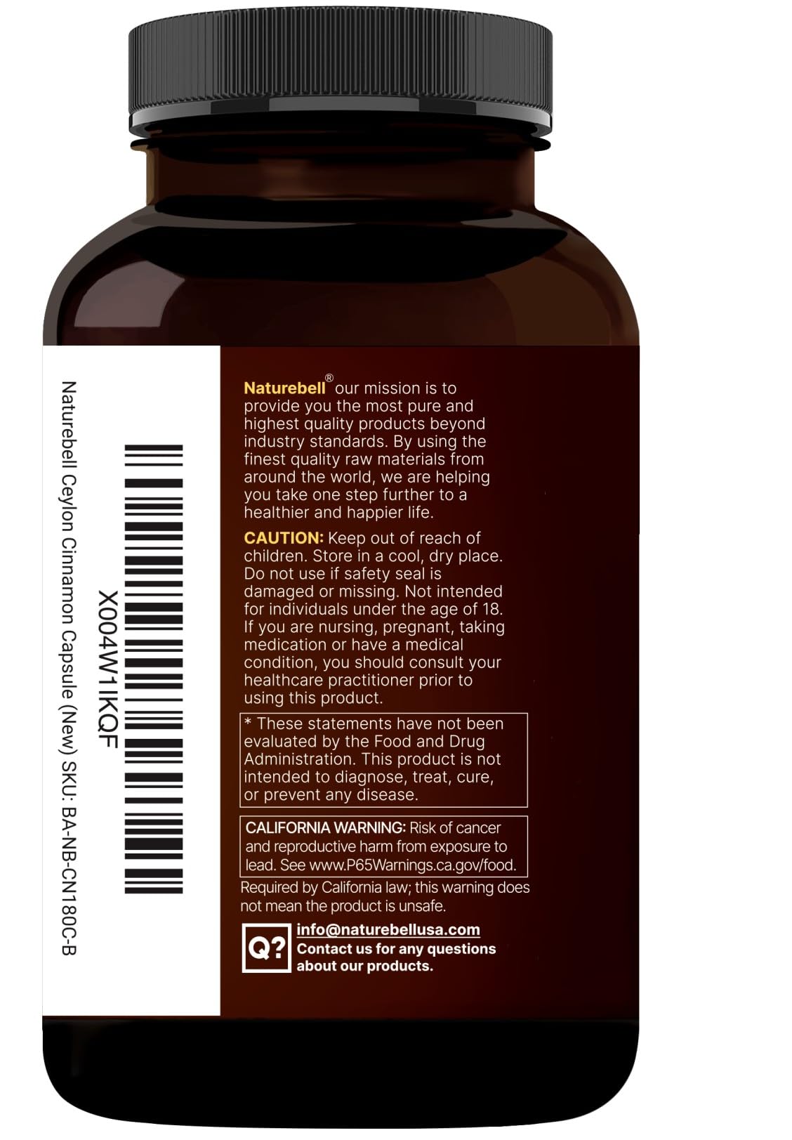 NatureBell Ceylon Cinnamon & Bitter Melon Capsules in a hand