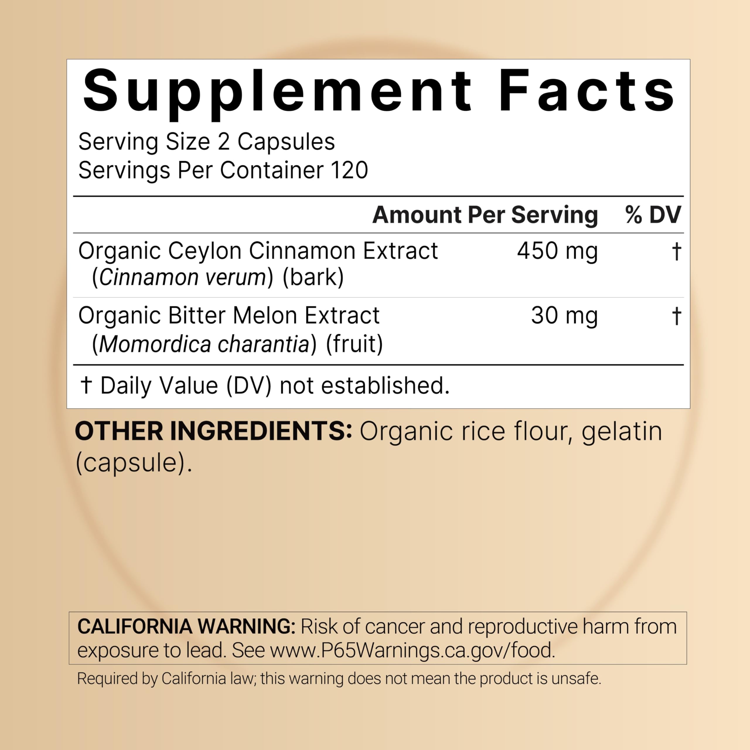 NatureBell Ceylon Cinnamon & Bitter Melon Capsules side view