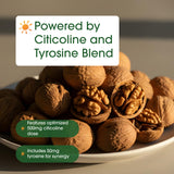 NatureBell Citicoline 500mg Tyrosine 50mg capsules with a glass of water