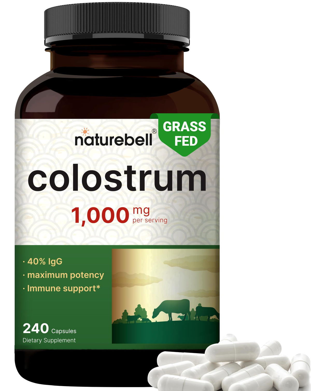 NatureBell Colostrum Capsules 240 count front view
