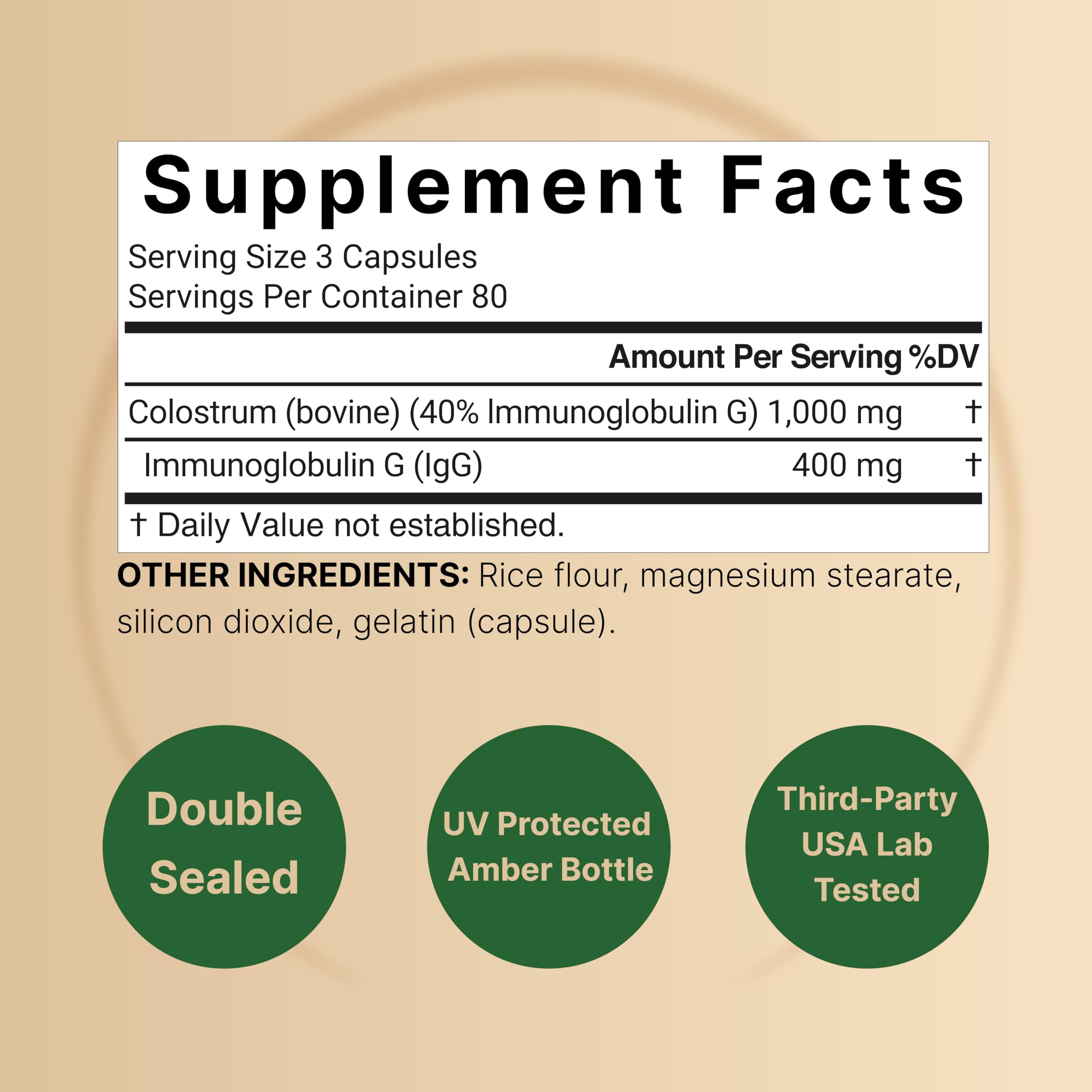 NatureBell Colostrum Capsules bottle side view