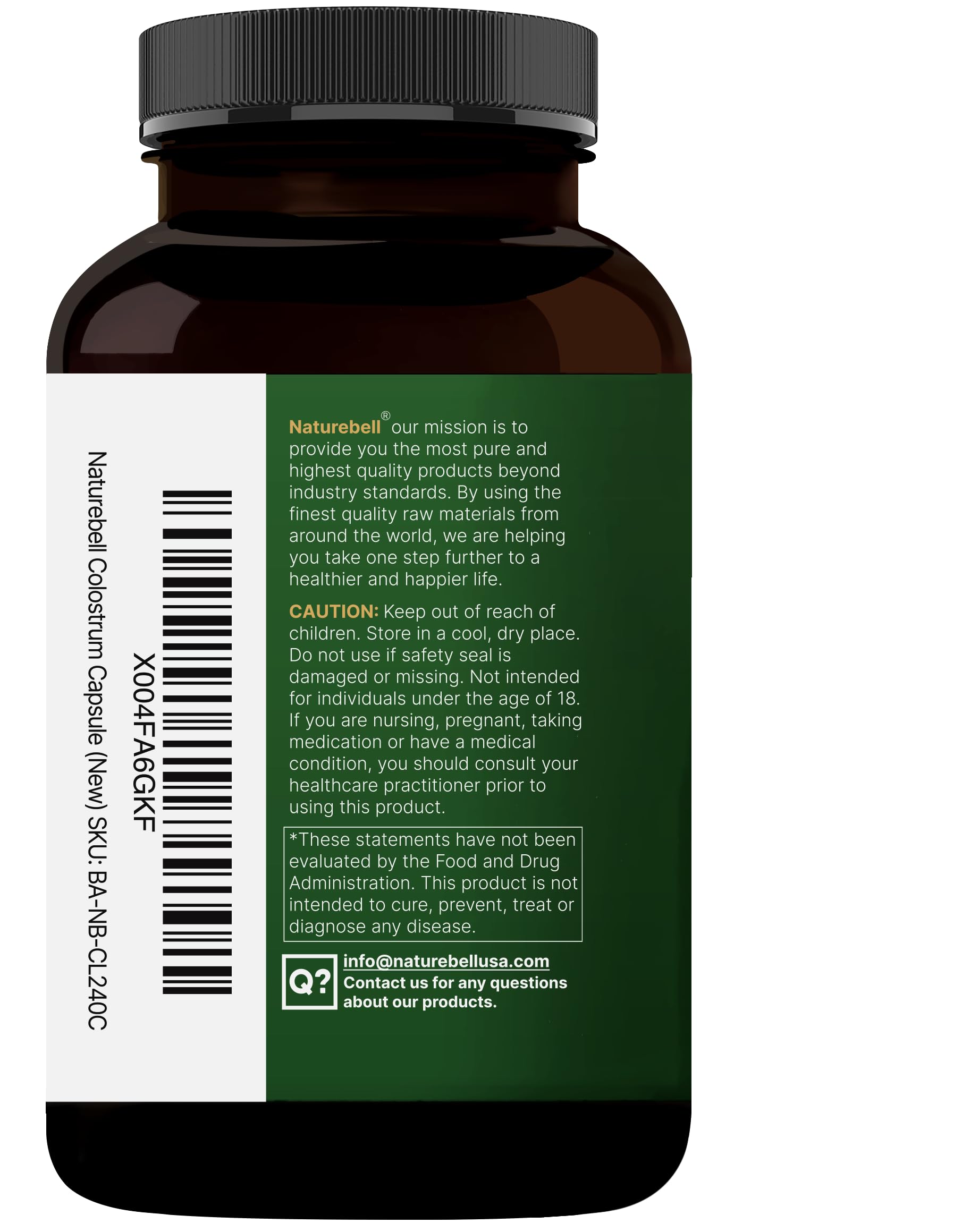 NatureBell Colostrum Capsules in a kitchen setting