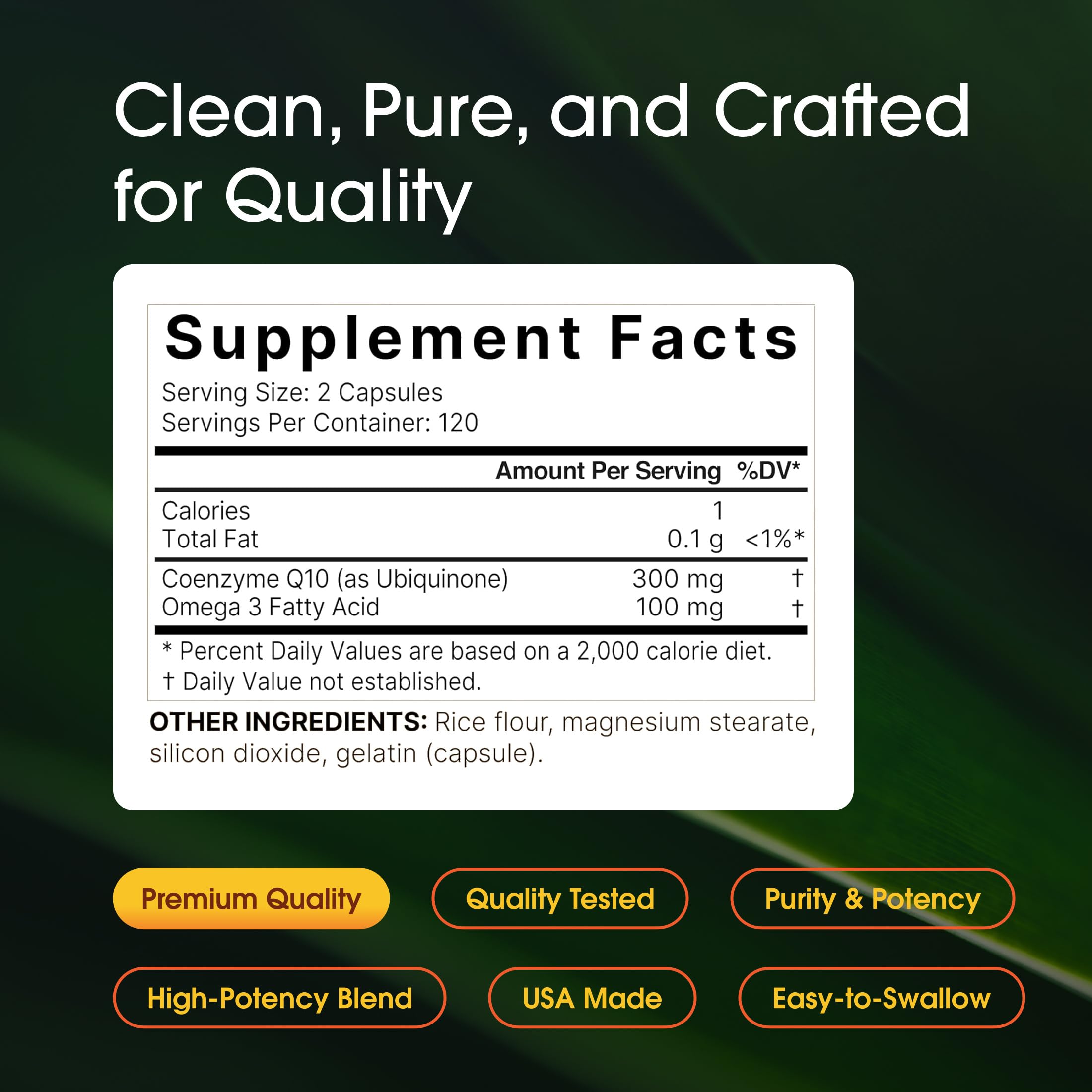 NatureBell CoQ10 300mg with Omega-3 100mg capsules close-up