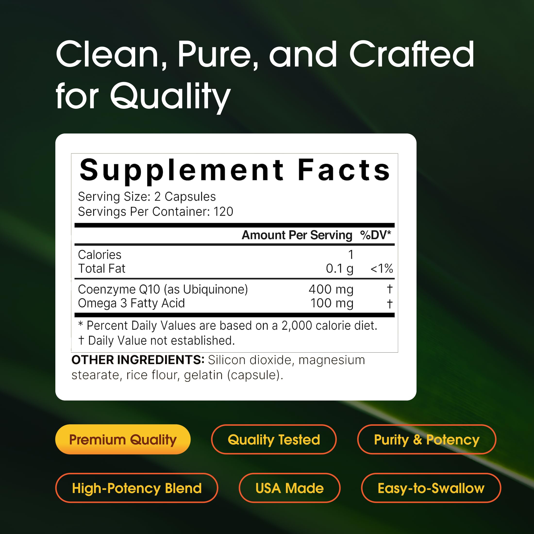 NatureBell CoQ10 400mg Omega-3 Fatty Acids Capsules bottle with label
