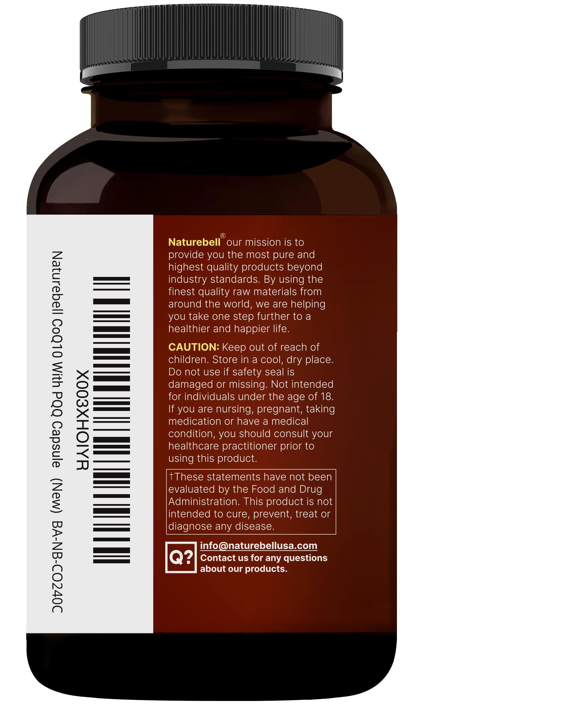 NatureBell CoQ10 & PQQ Complex capsules in a hand