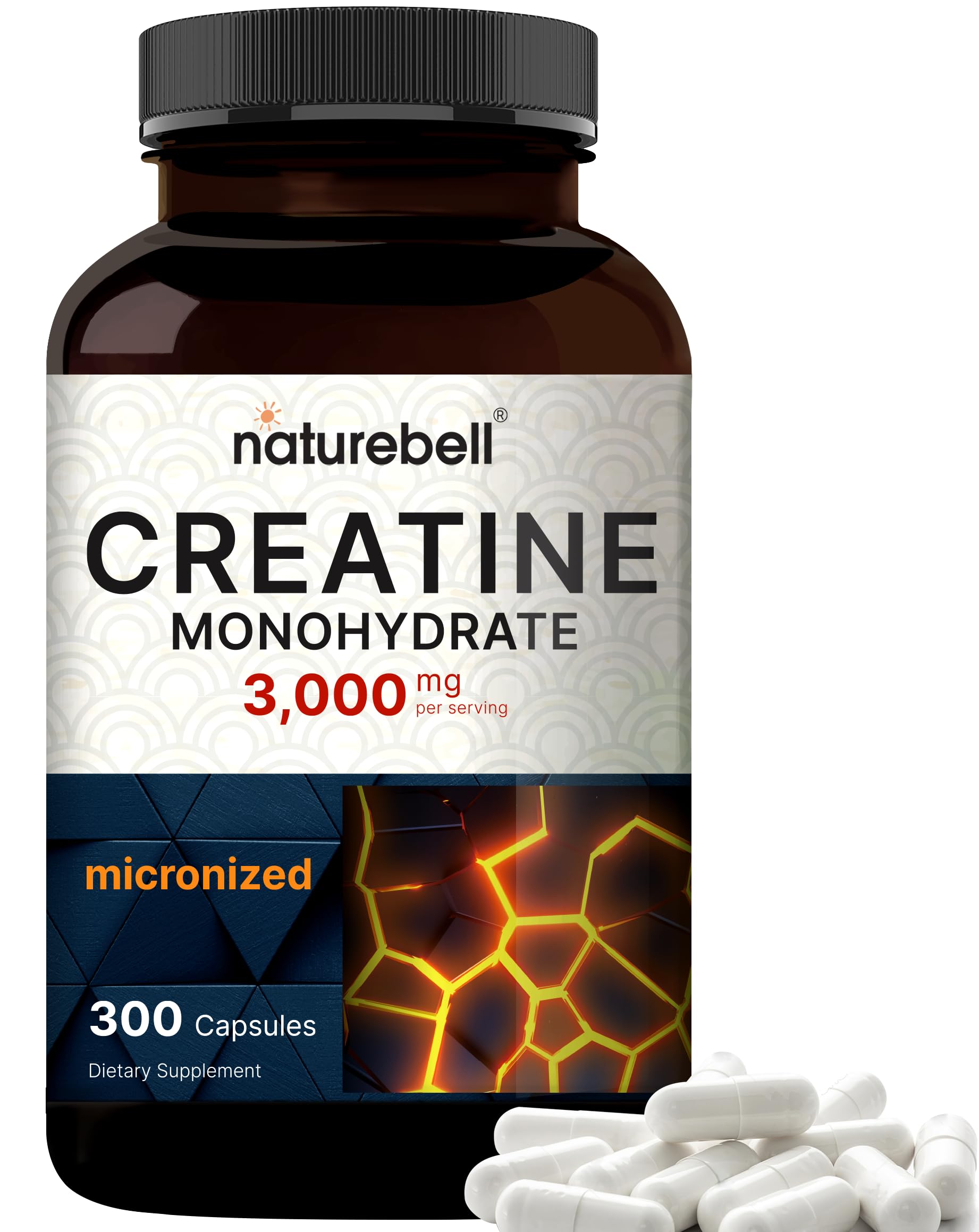 NatureBell Creatine Capsules 300 count bottle front view