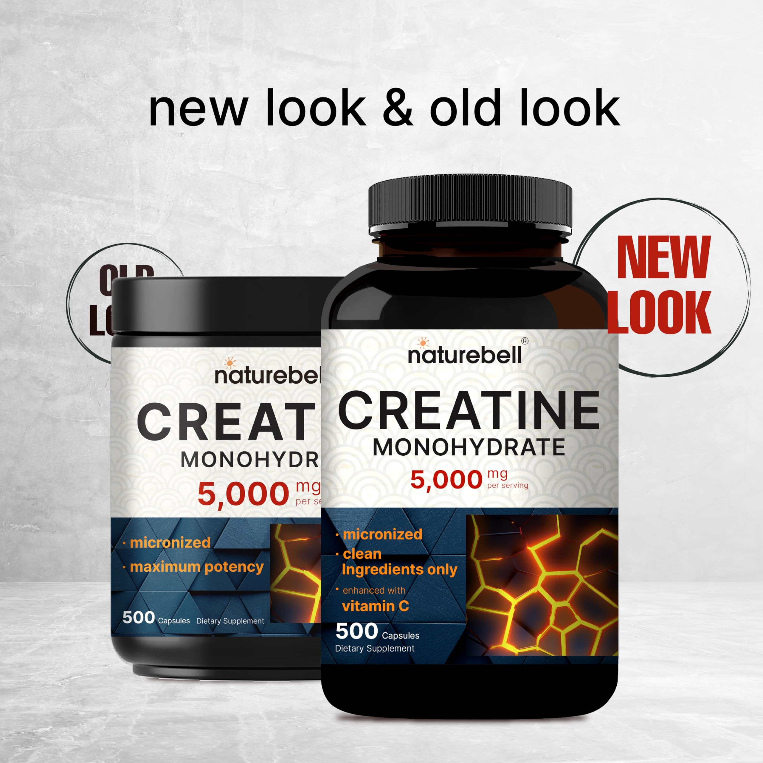 NatureBell Creatine Capsules back view with ingredient list