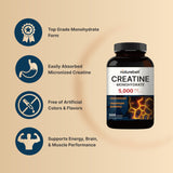 NatureBell Creatine Capsules on a gym bench with weights