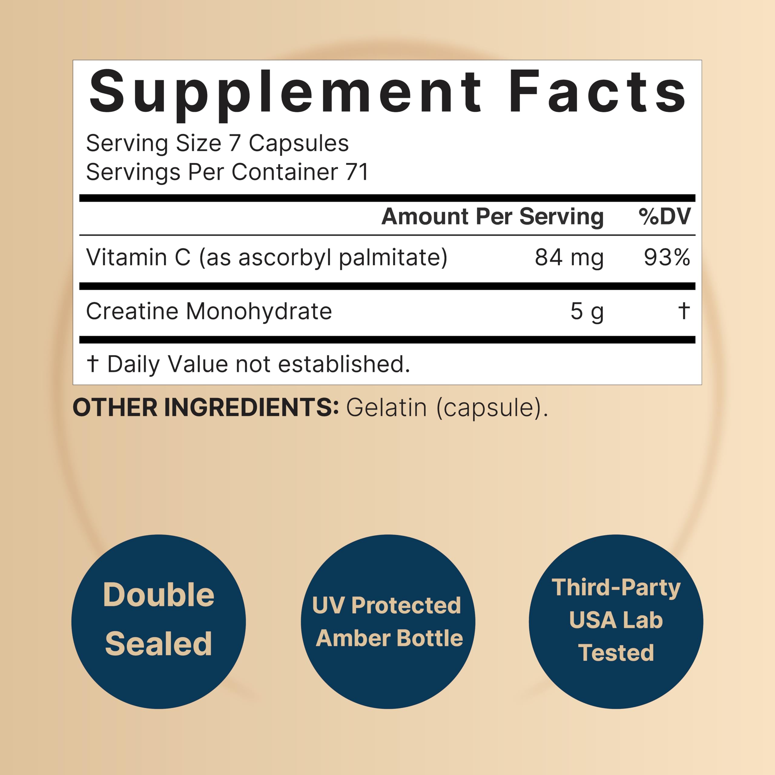 NatureBell Creatine Capsules side view showing capsule size