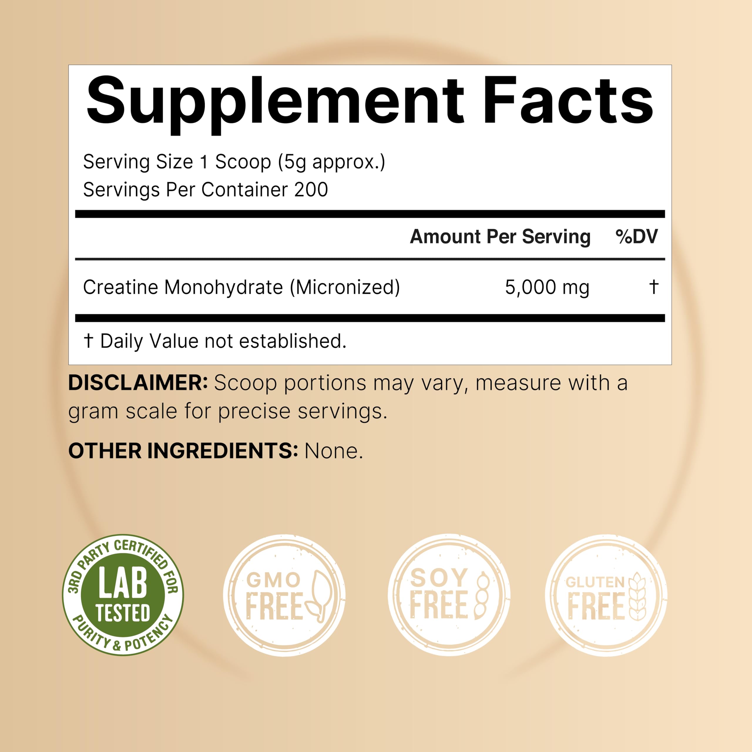 NatureBell creatine monohydrate powder 1000g back view