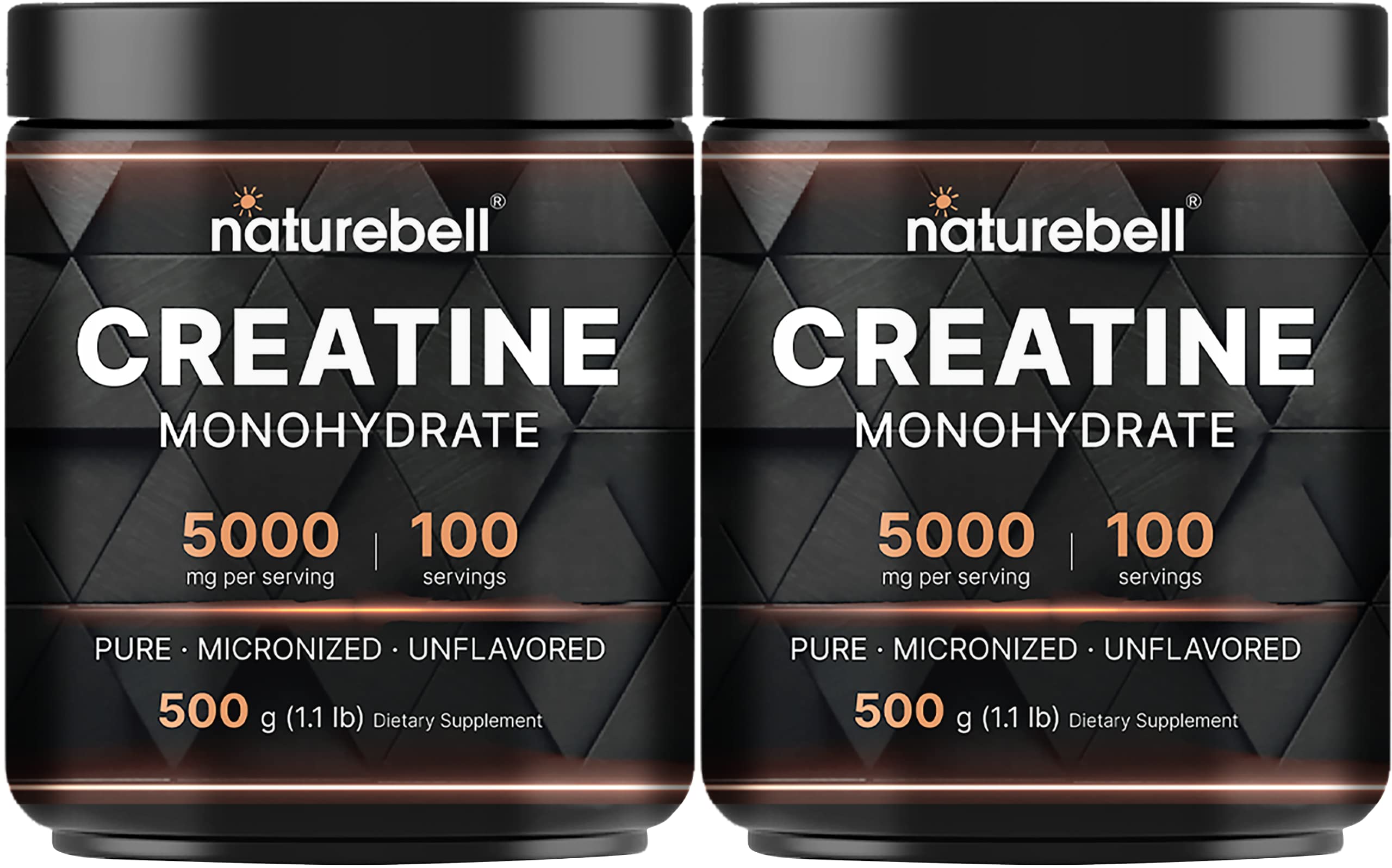 NatureBell creatine monohydrate powder 2 pack front view