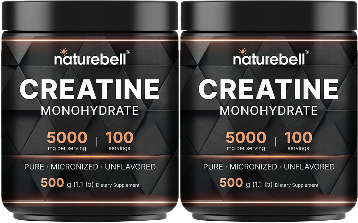 NatureBell creatine monohydrate powder 2 pack front view