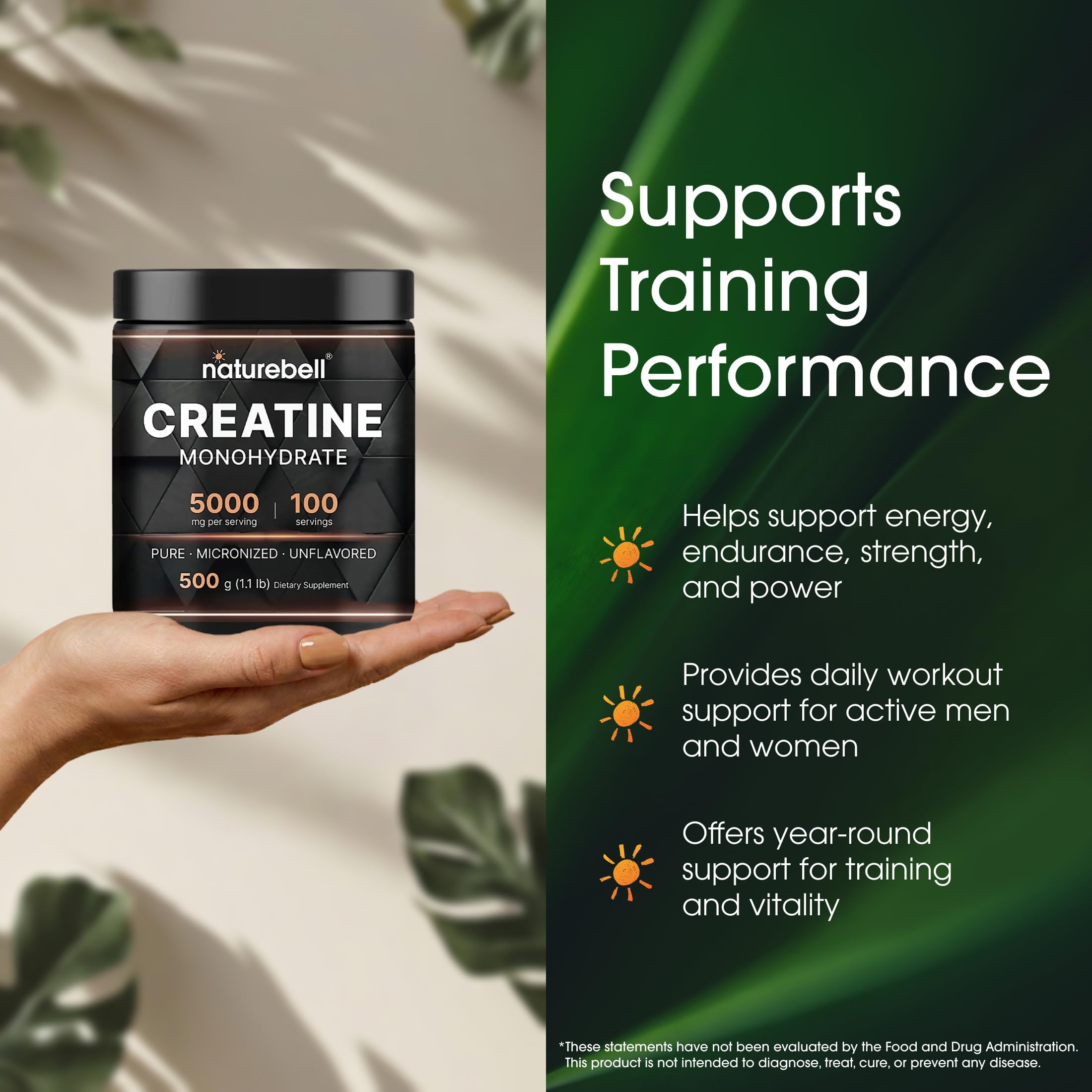 NatureBell Creatine Monohydrate Powder 5000mg mixed in a shake