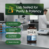 NatureBell DHEA 100mg capsules on a wooden table