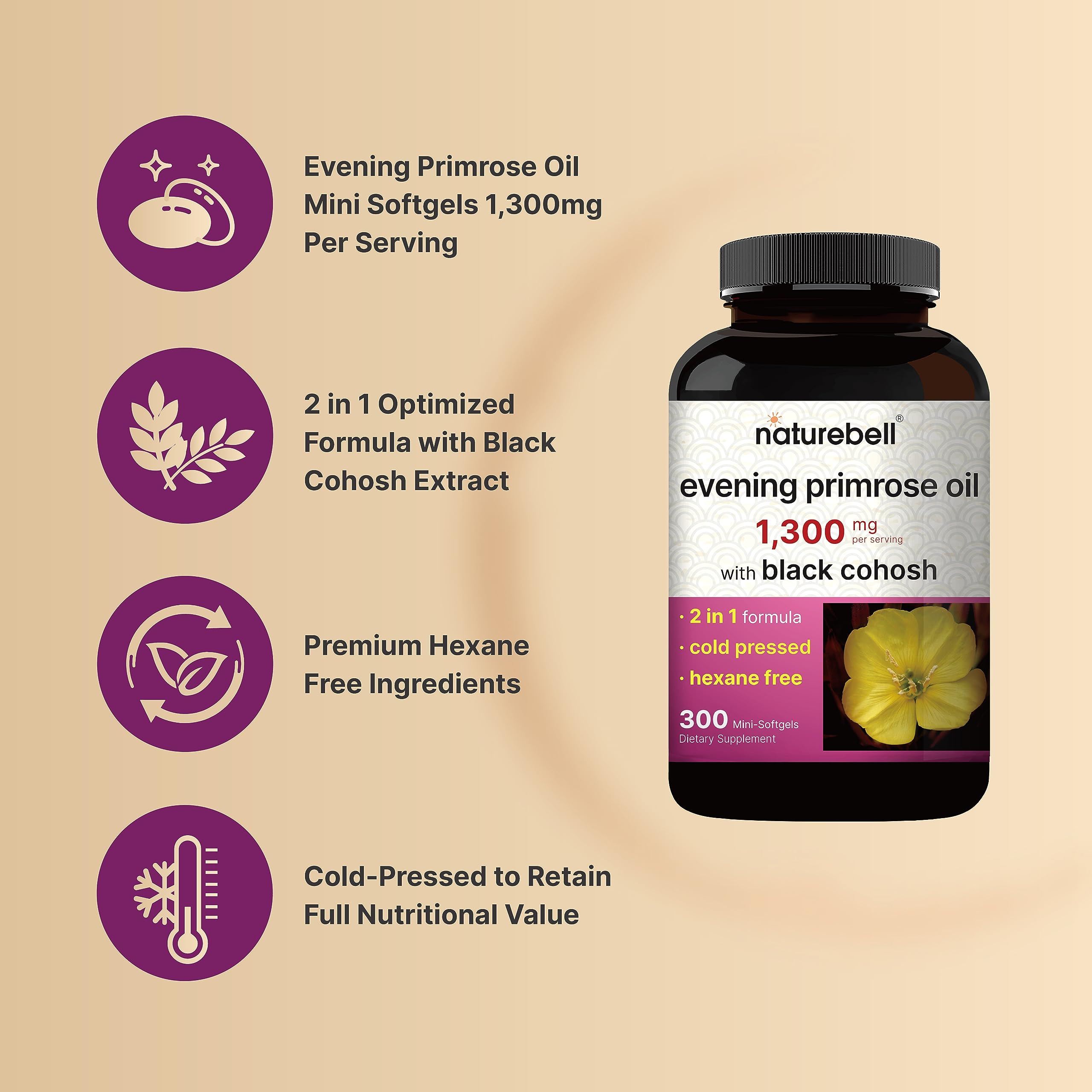 NatureBell Evening Primrose Oil Softgels close-up of softgel