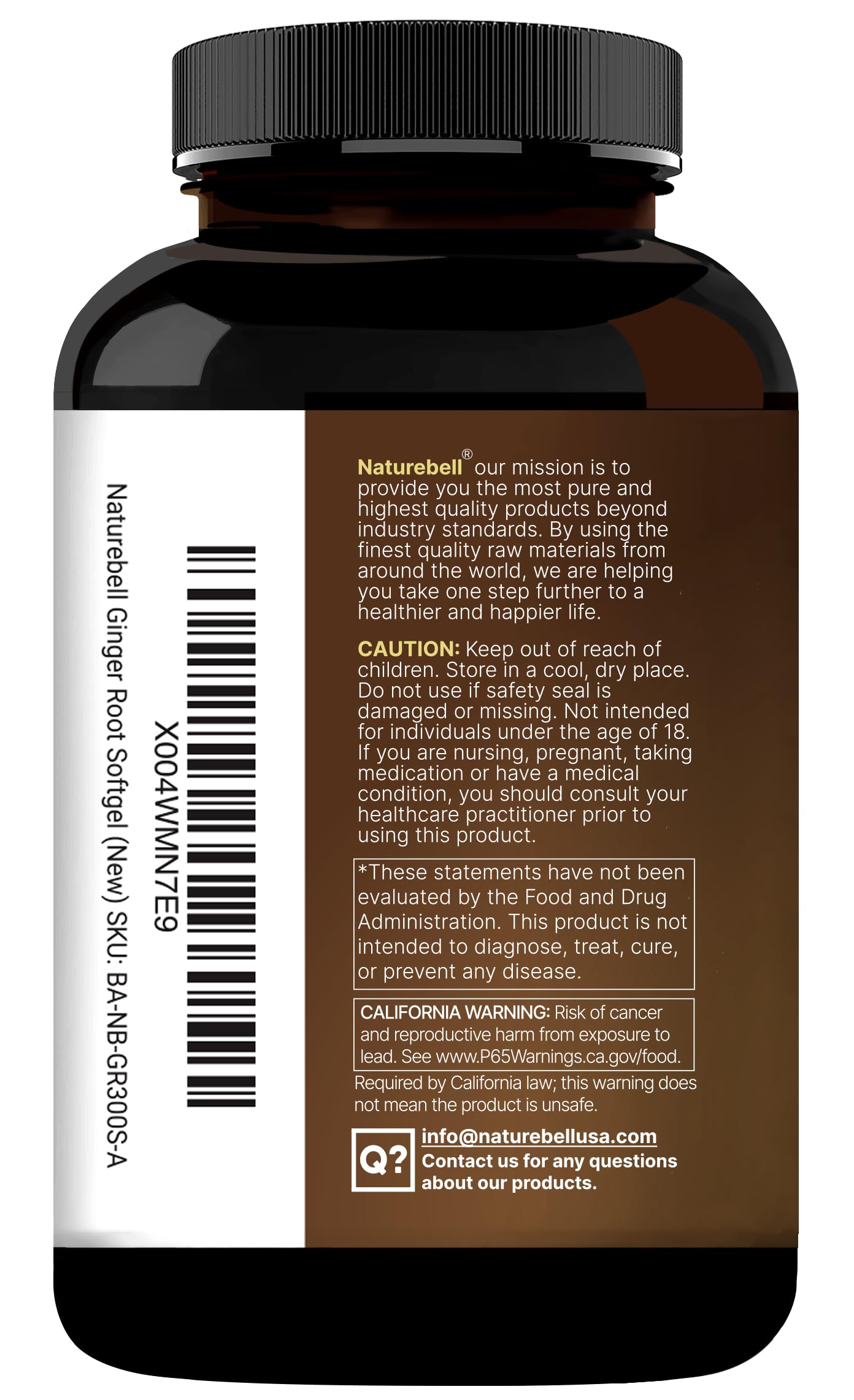 NatureBell Ginger Root Extract Softgels arranged with coconut oil