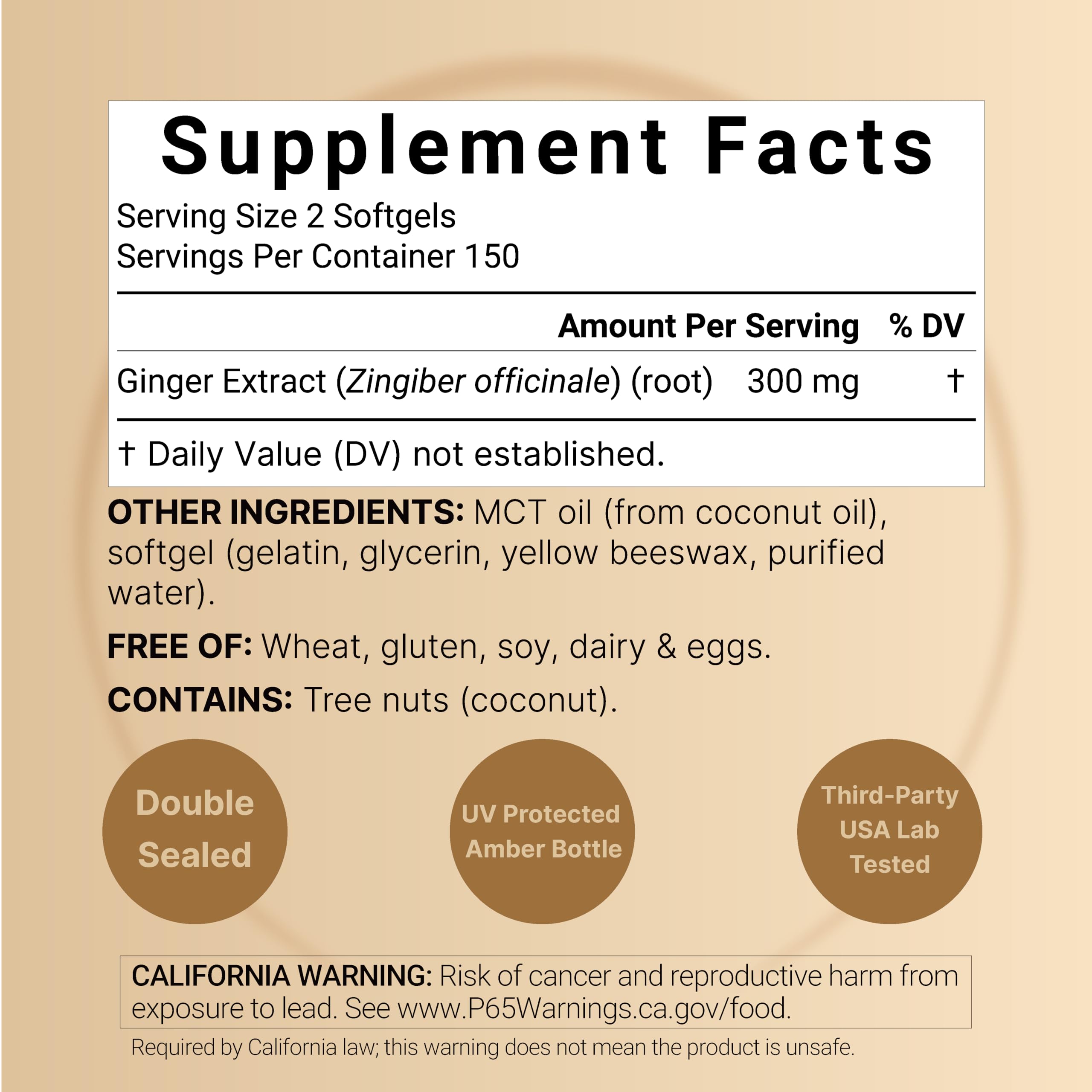 NatureBell Ginger Root Extract Softgels side view showing softgels