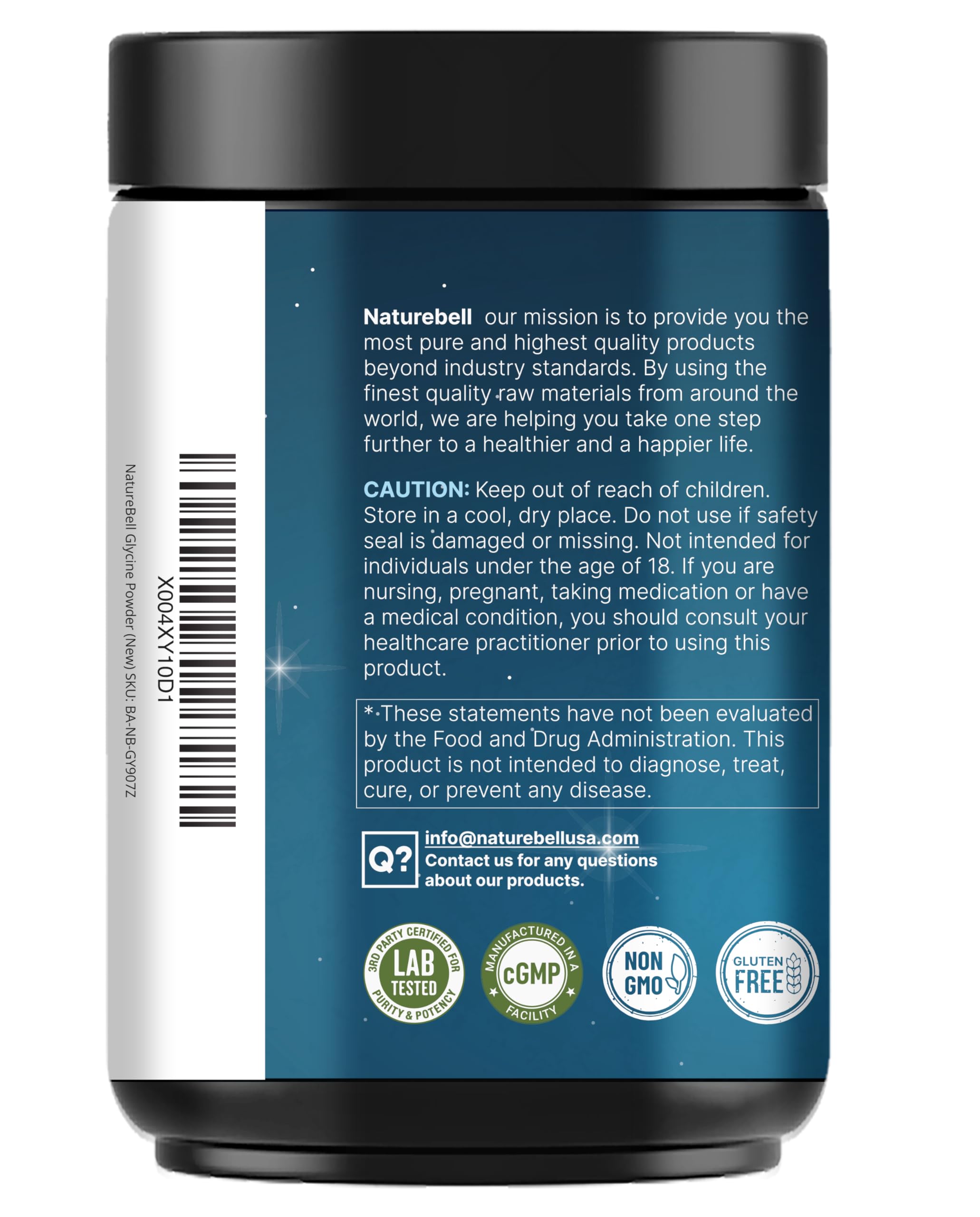 NatureBell Glycine Powder 907g with smoothie ingredients