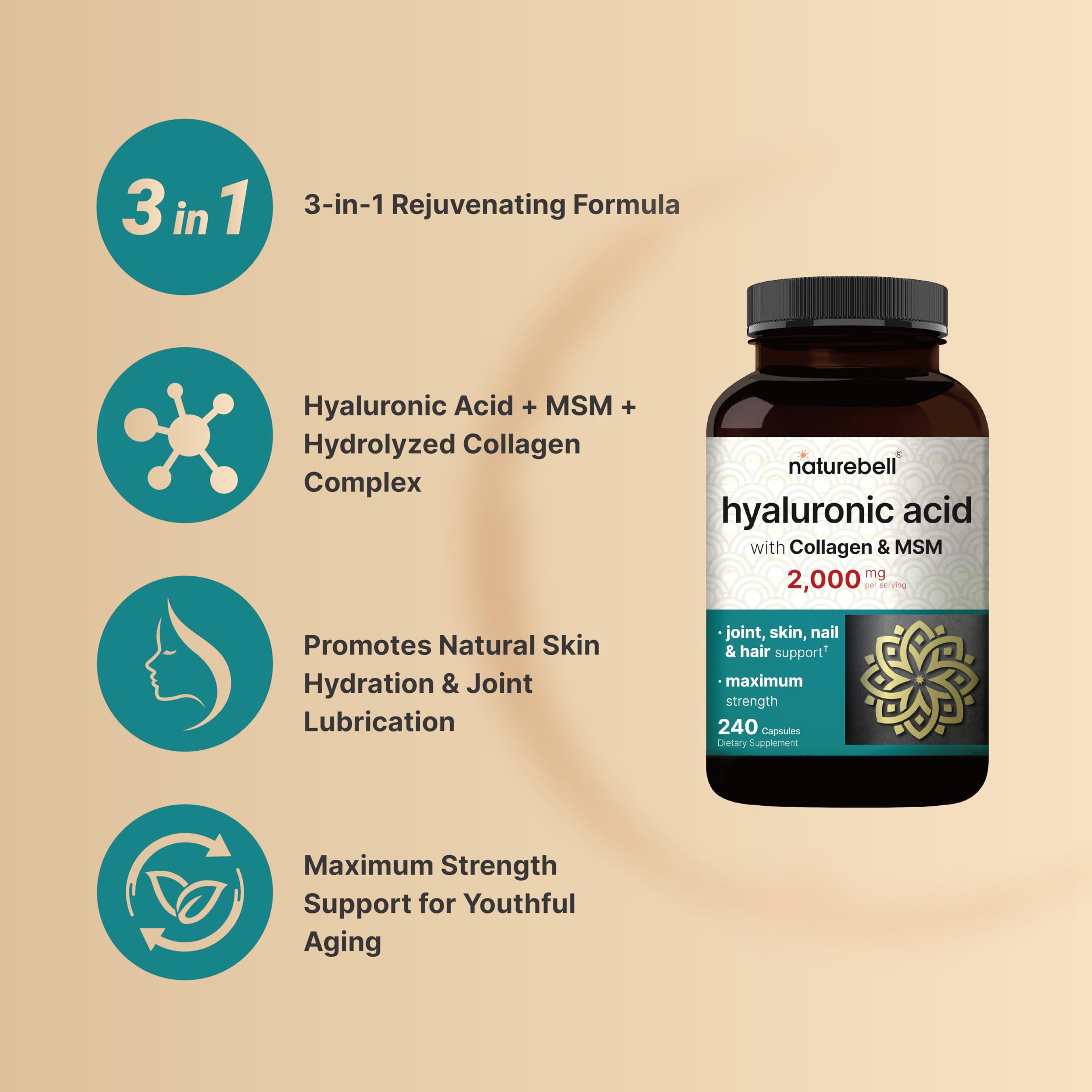 NatureBell Hyaluronic Acid Capsules 2-Pack packaging