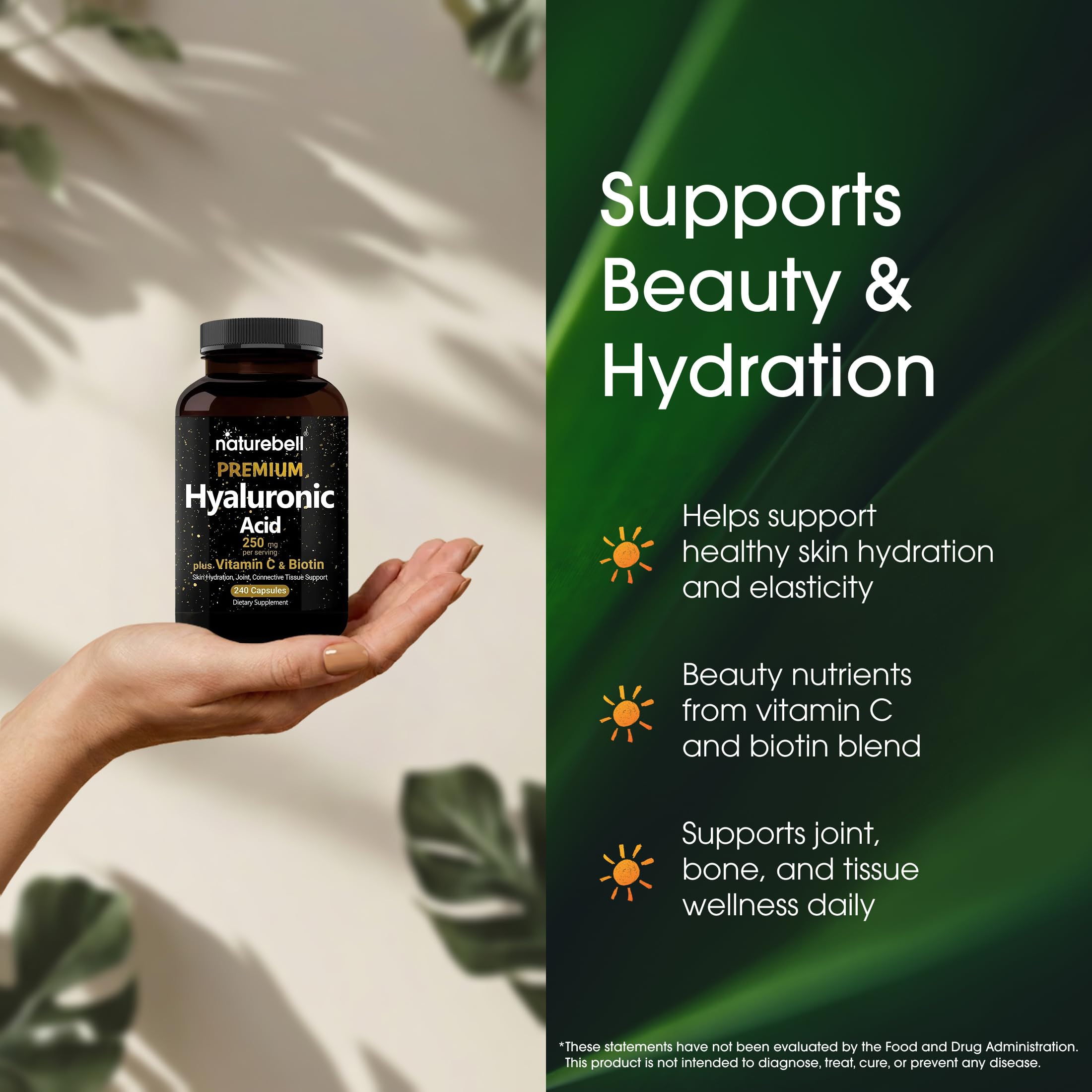 NatureBell Hyaluronic Acid Supplement packaging side view