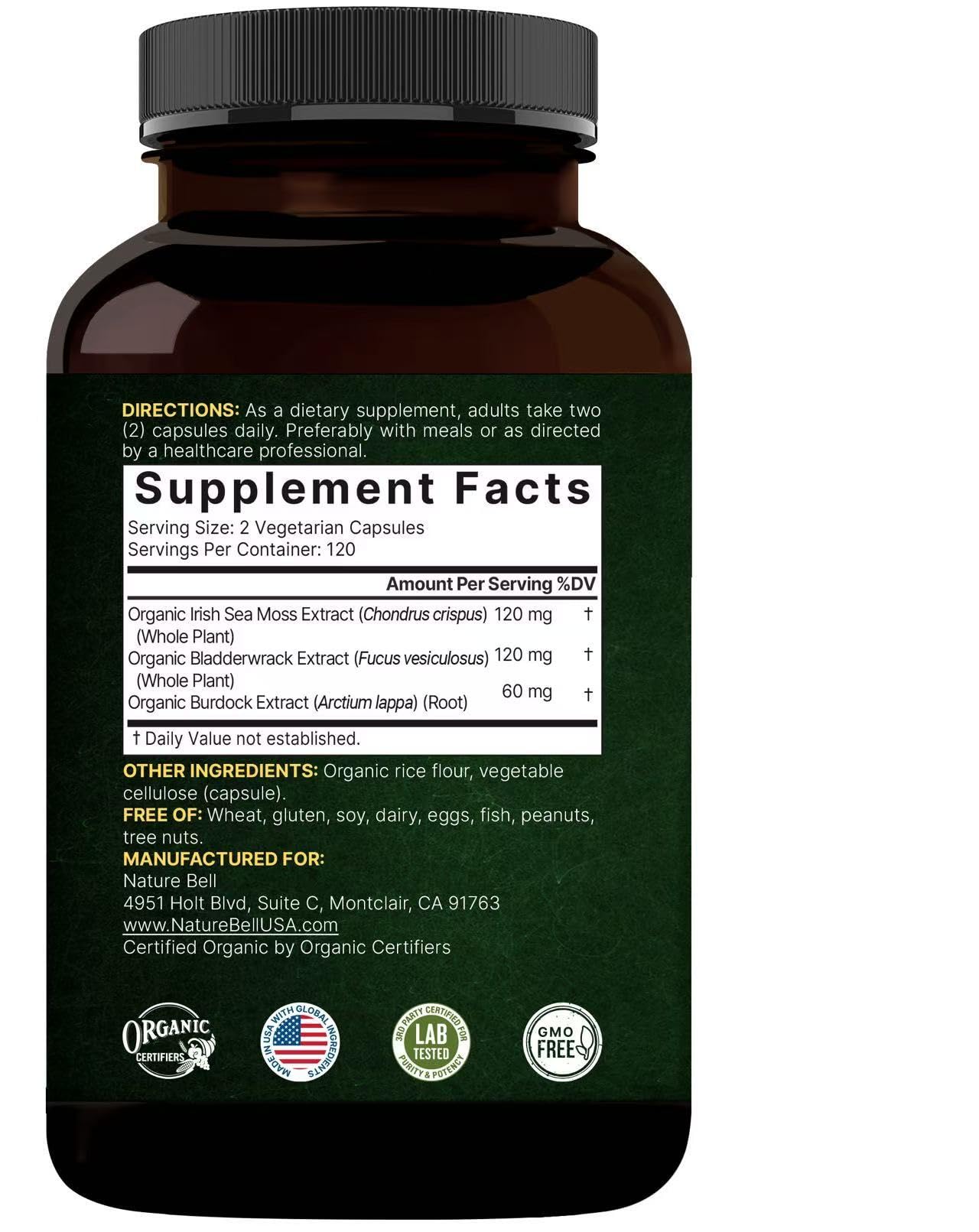 NatureBell Irish Sea Moss 3-in-1 Complex capsules close-up