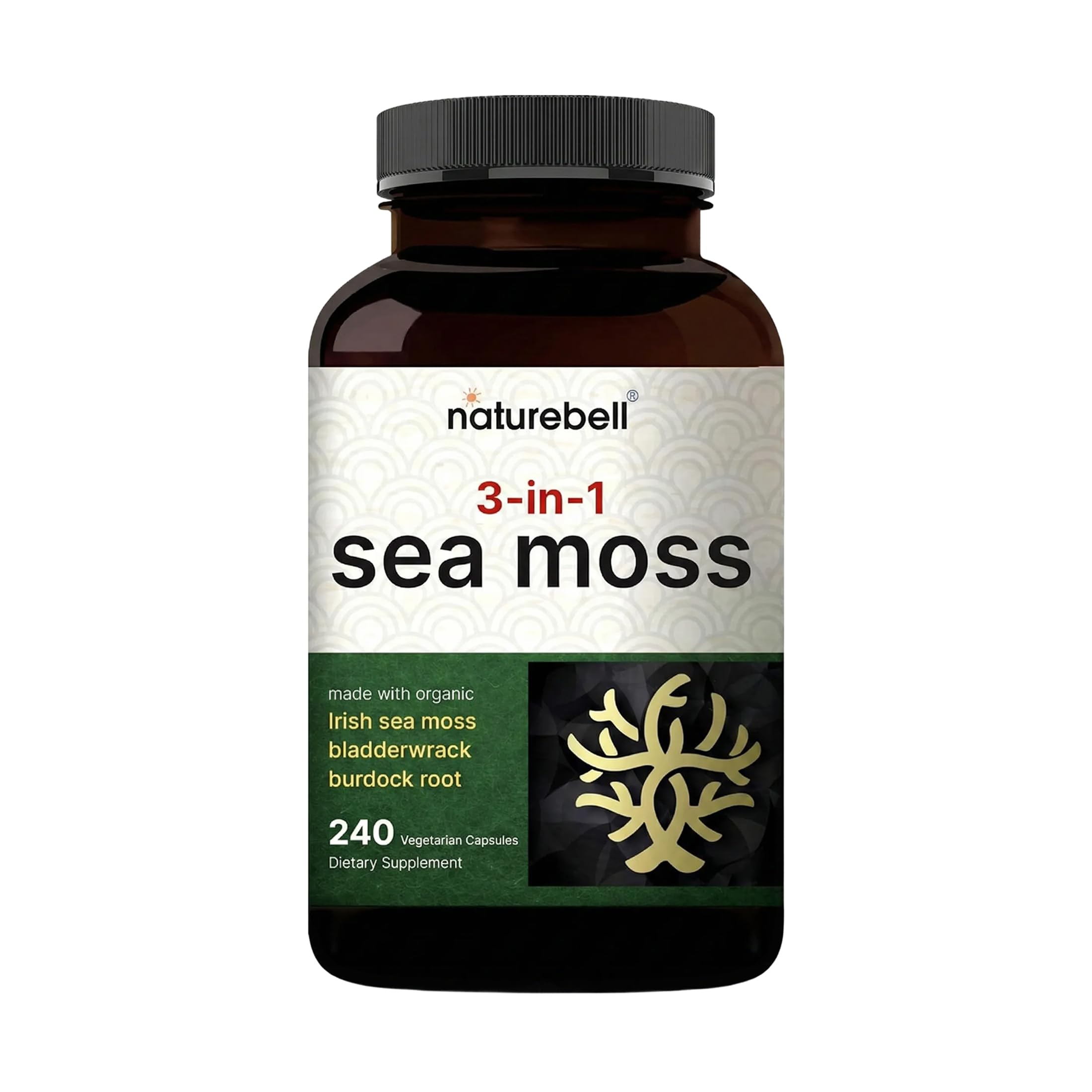 NatureBell Irish Sea Moss 3-in-1 Complex capsules front view