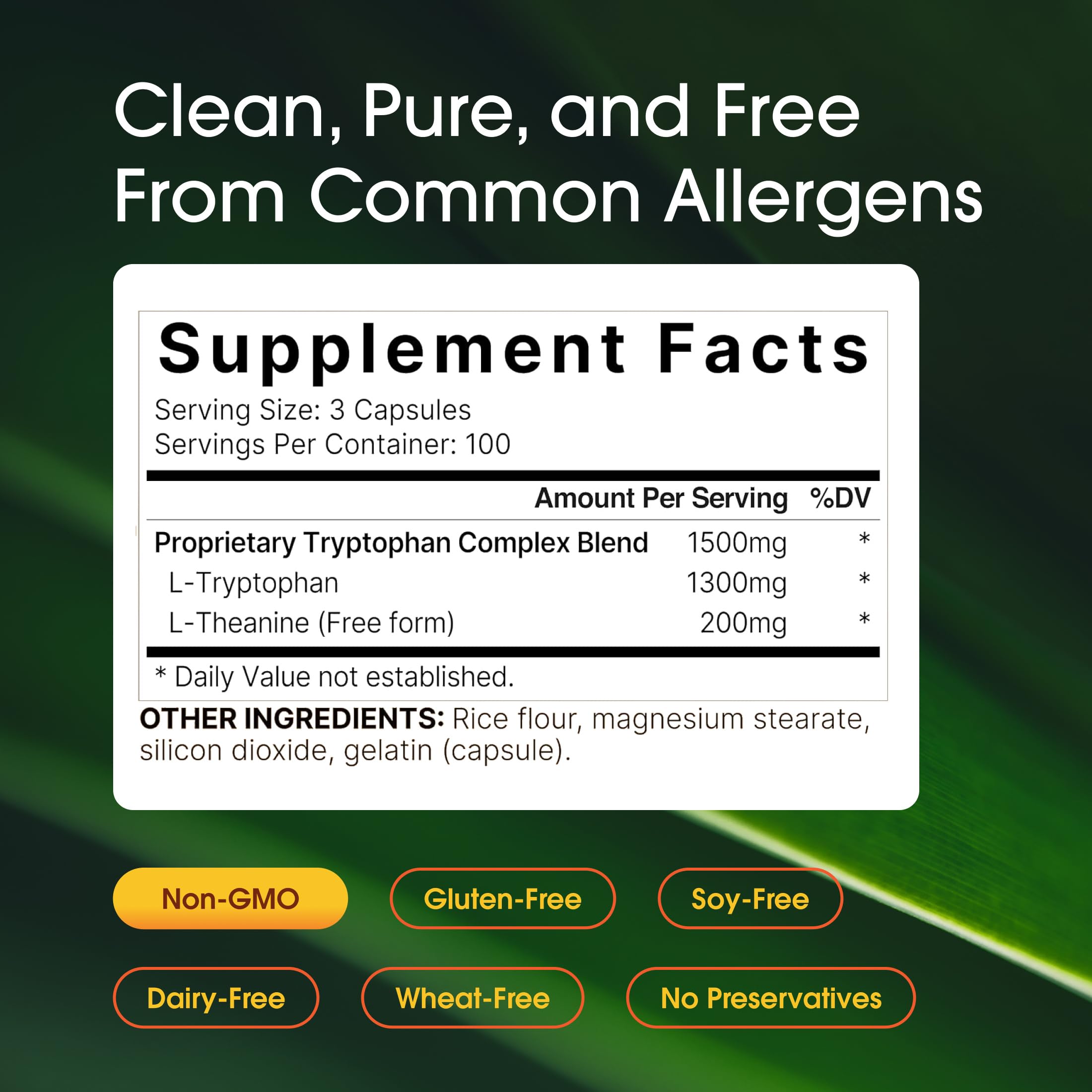 NatureBell L-Tryptophan Complex 300 Capsules back view