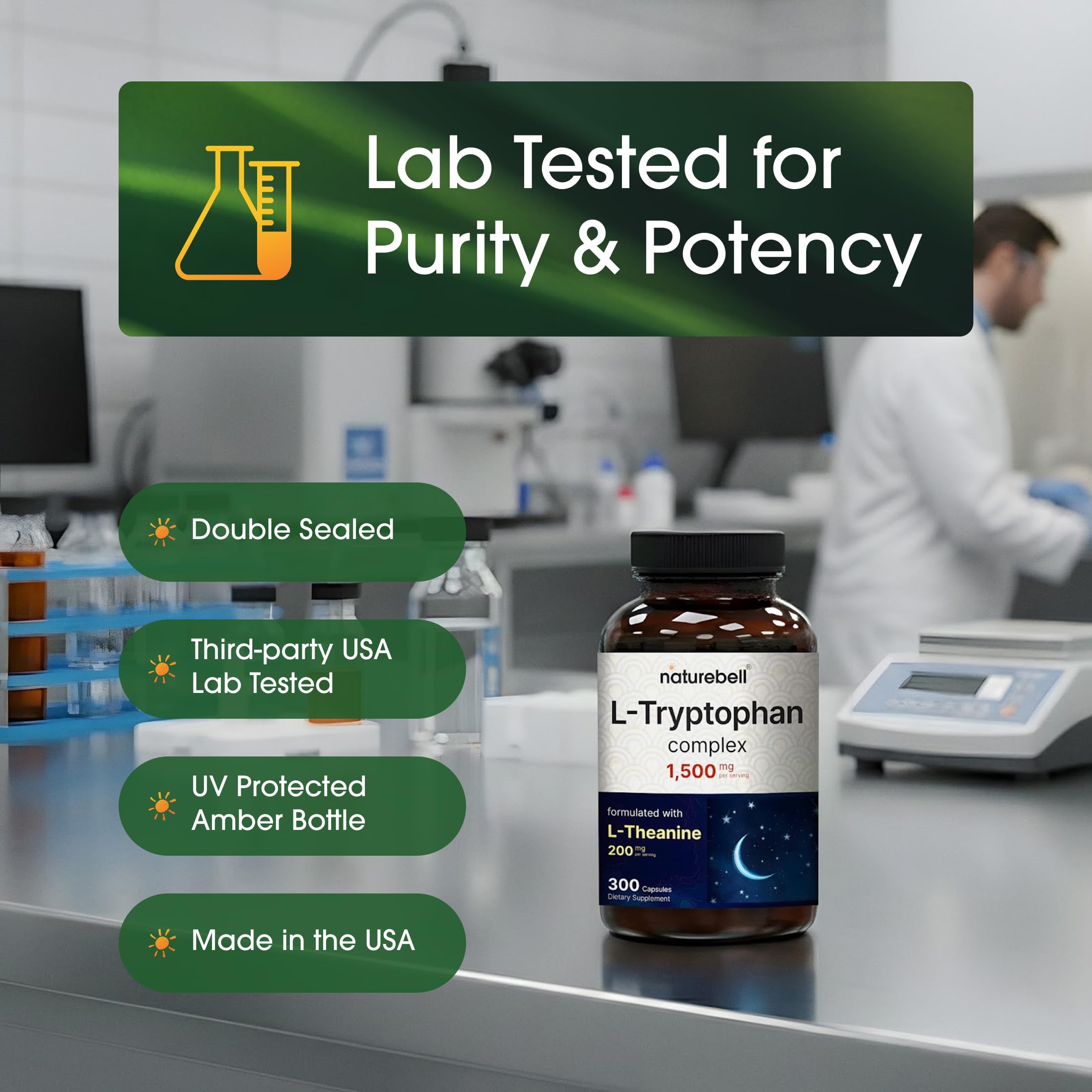 NatureBell L-Tryptophan Complex capsule close-up