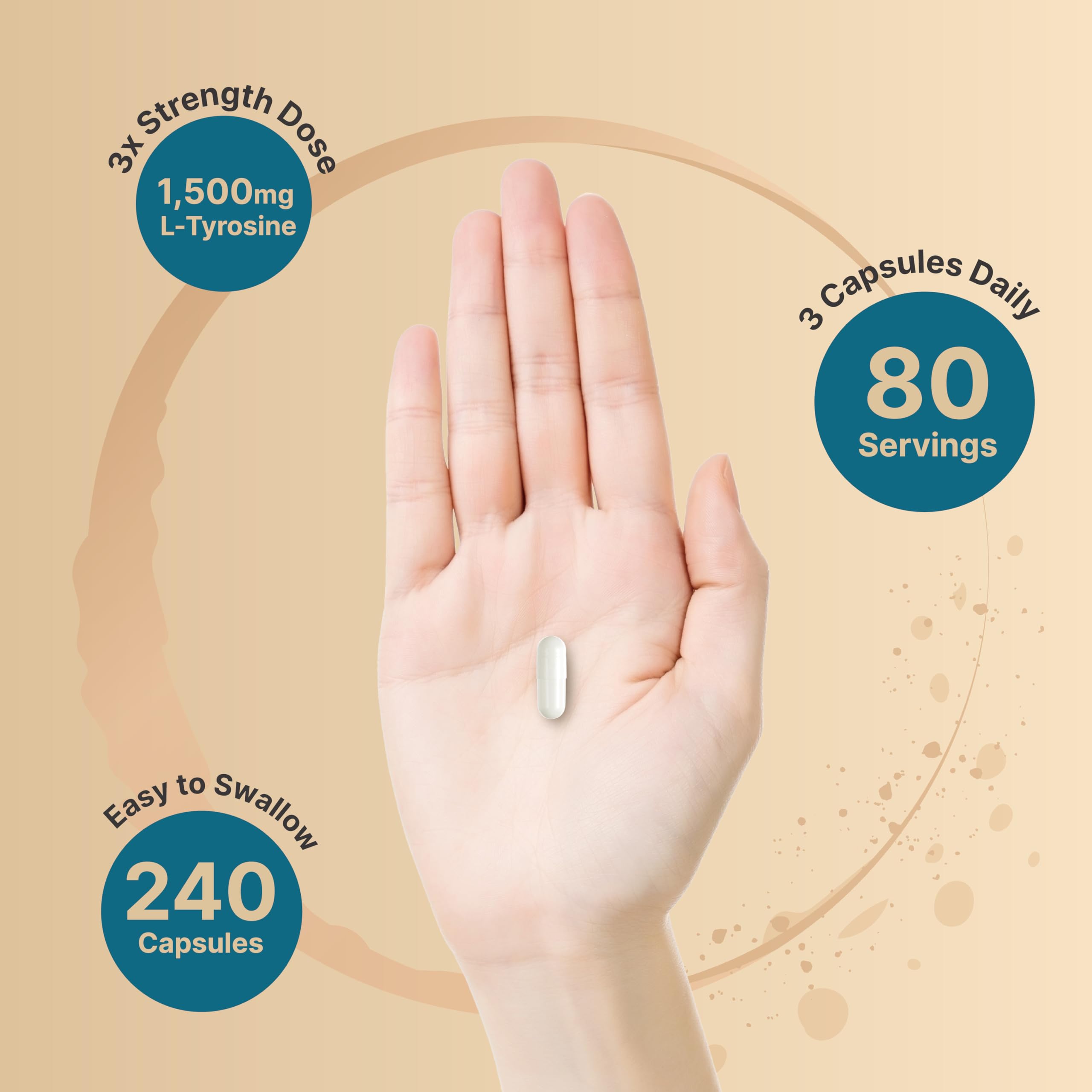 NatureBell L-Tyrosine 1500mg capsules in a hand