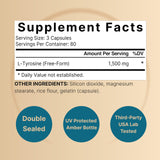 NatureBell L-Tyrosine 1500mg capsules side view showing label