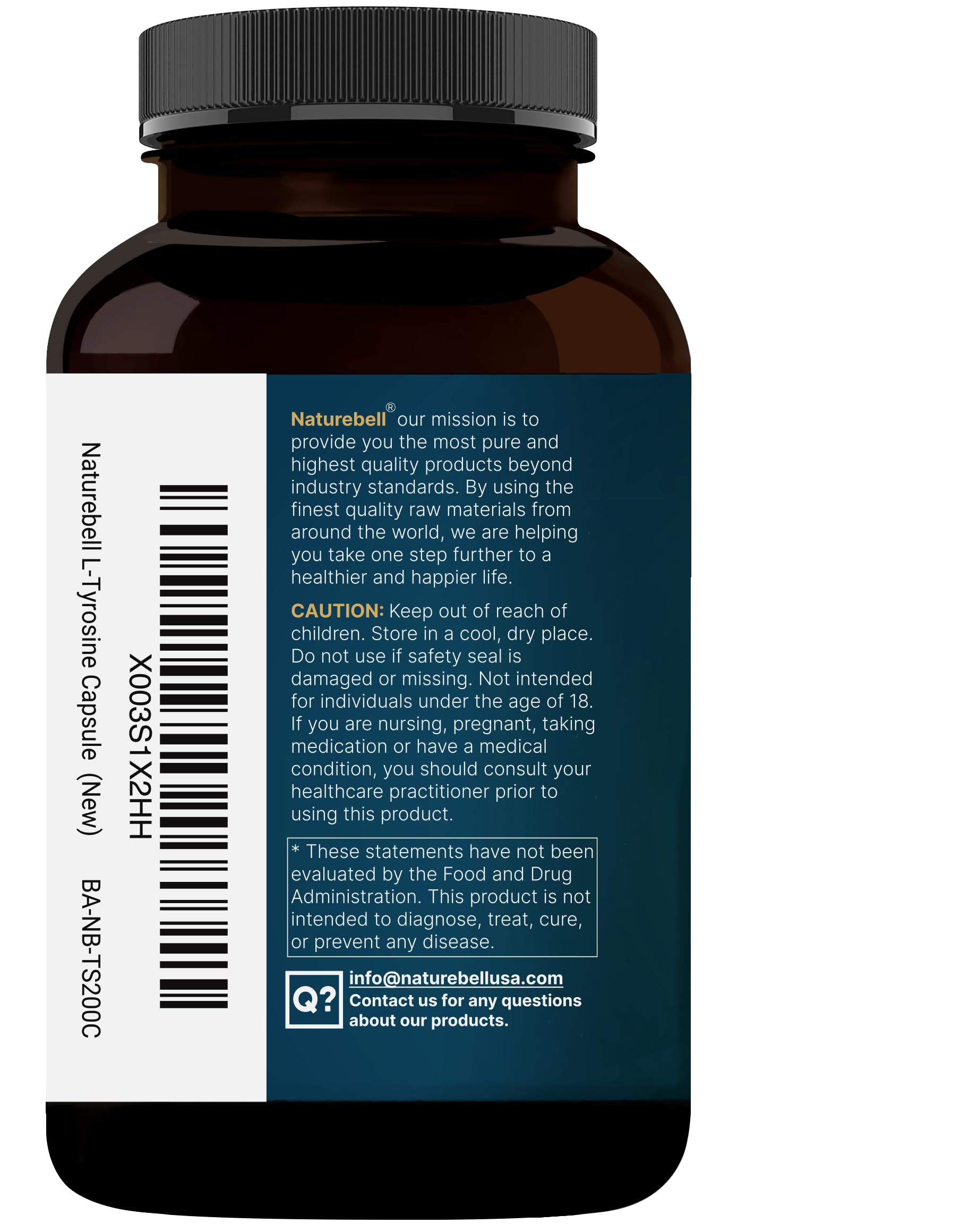 NatureBell L-Tyrosine 1500mg capsules with other supplements