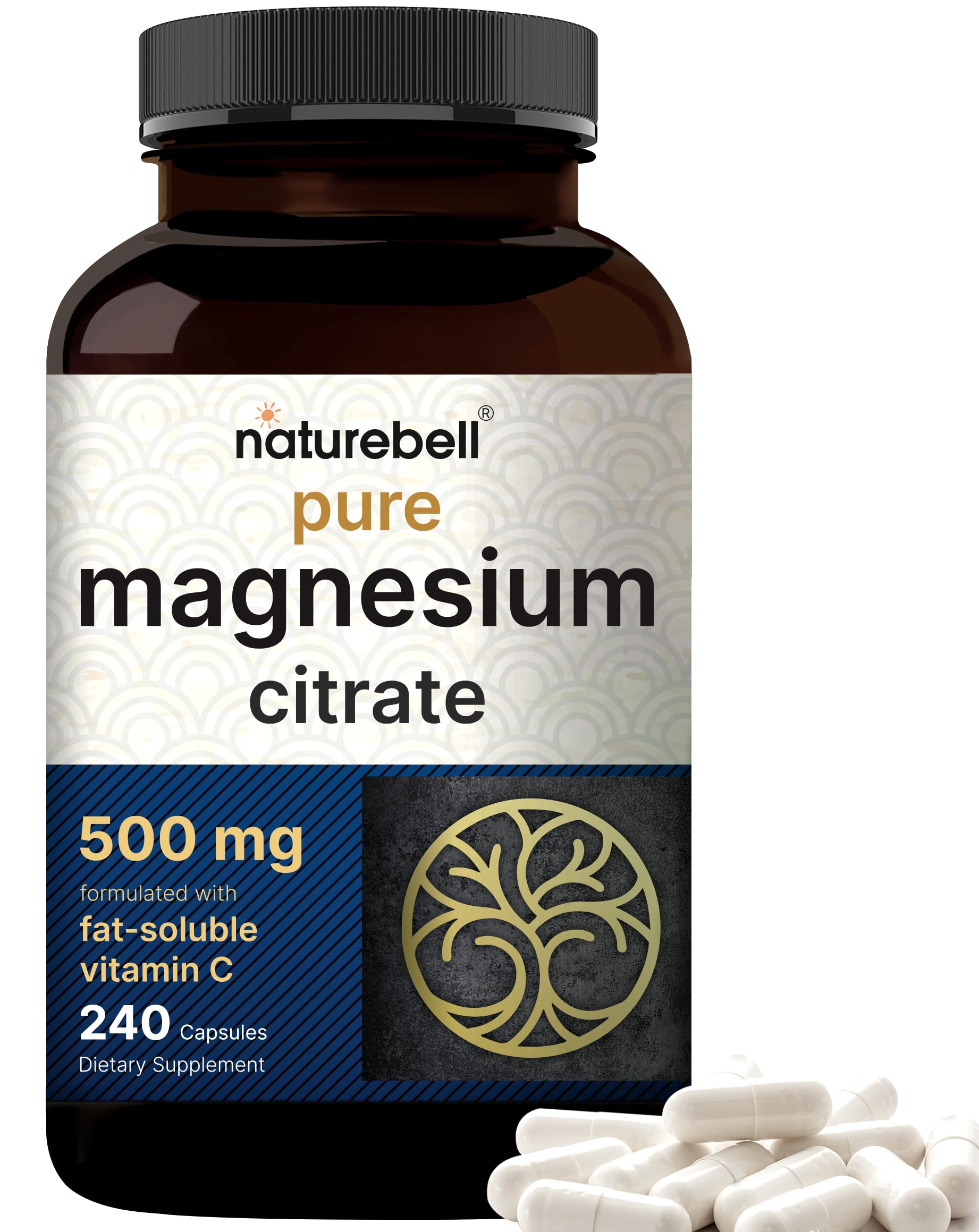 NatureBell Magnesium Citrate 240 capsules bottle front view