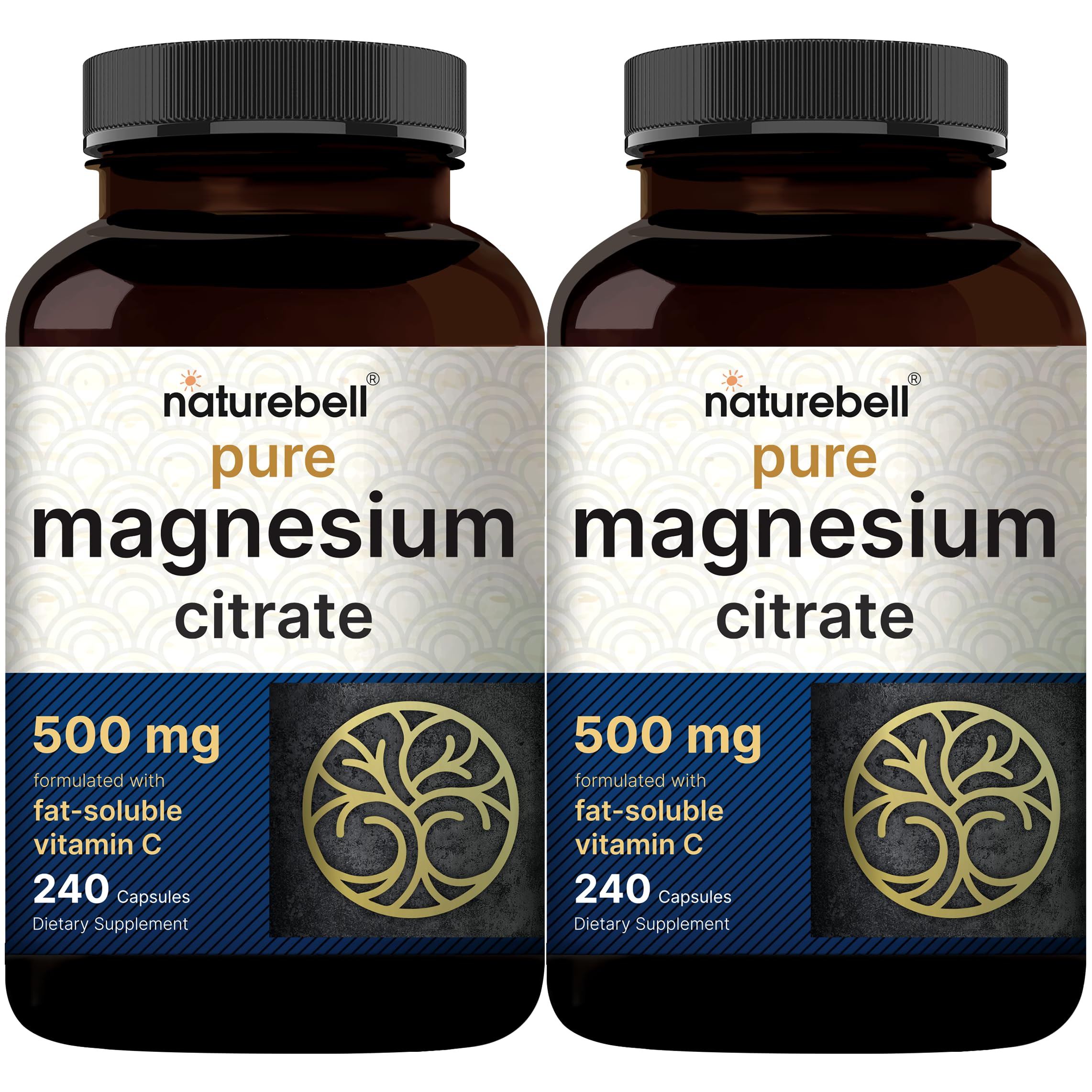 NatureBell Magnesium Citrate 240 capsules front view