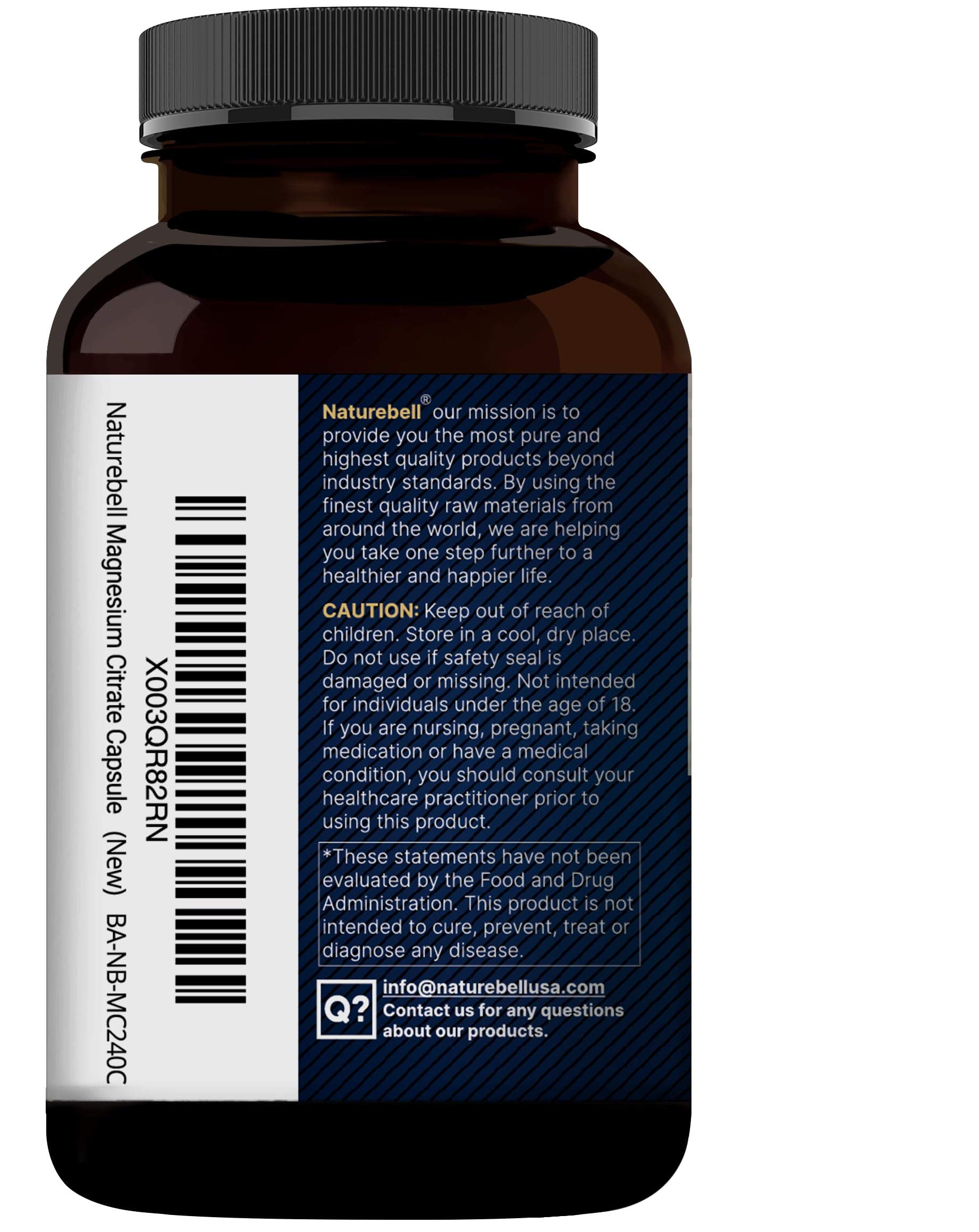 NatureBell Magnesium Citrate capsules in a hand