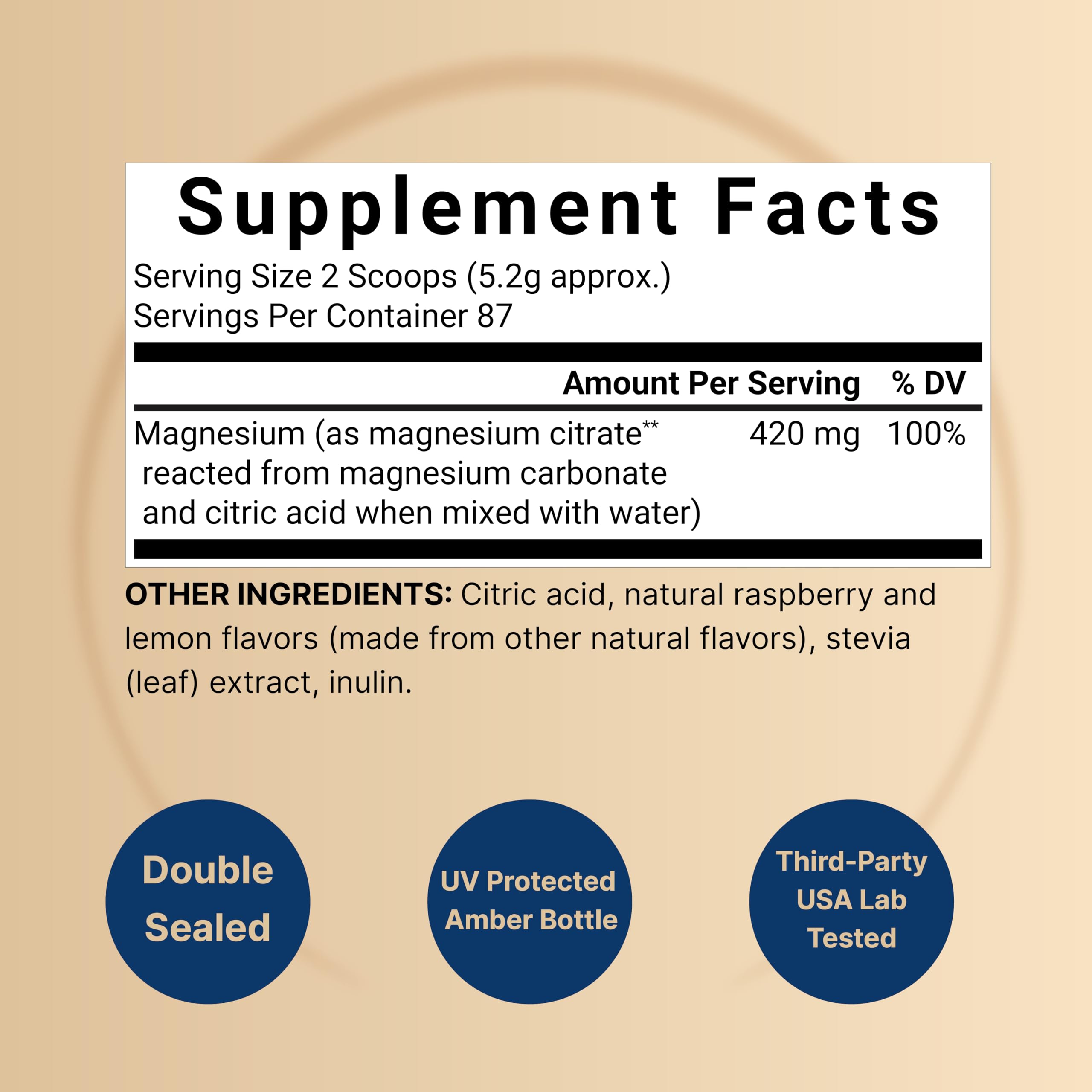 NatureBell Magnesium Citrate Powder 420mg serving size
