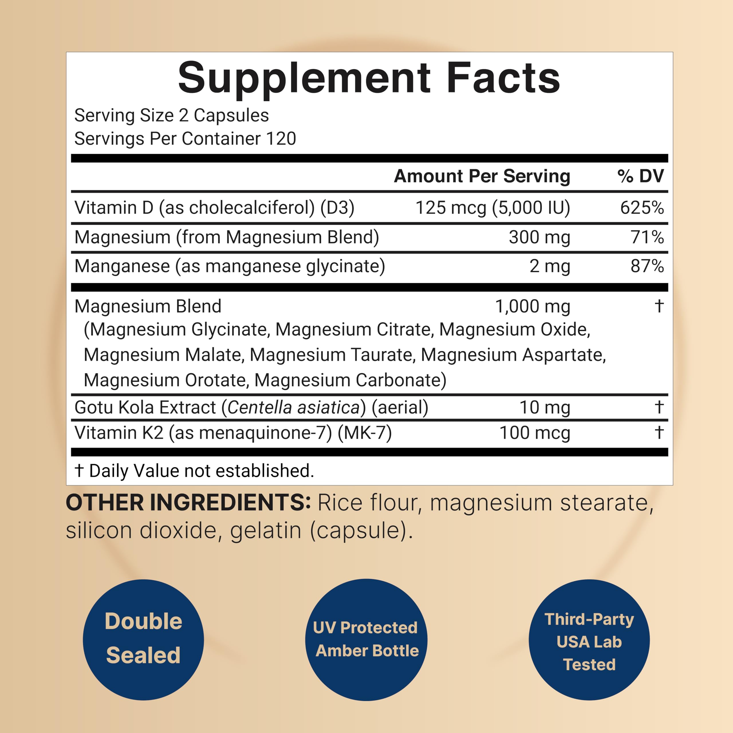 NatureBell Magnesium Complex 240 capsules bottle side view