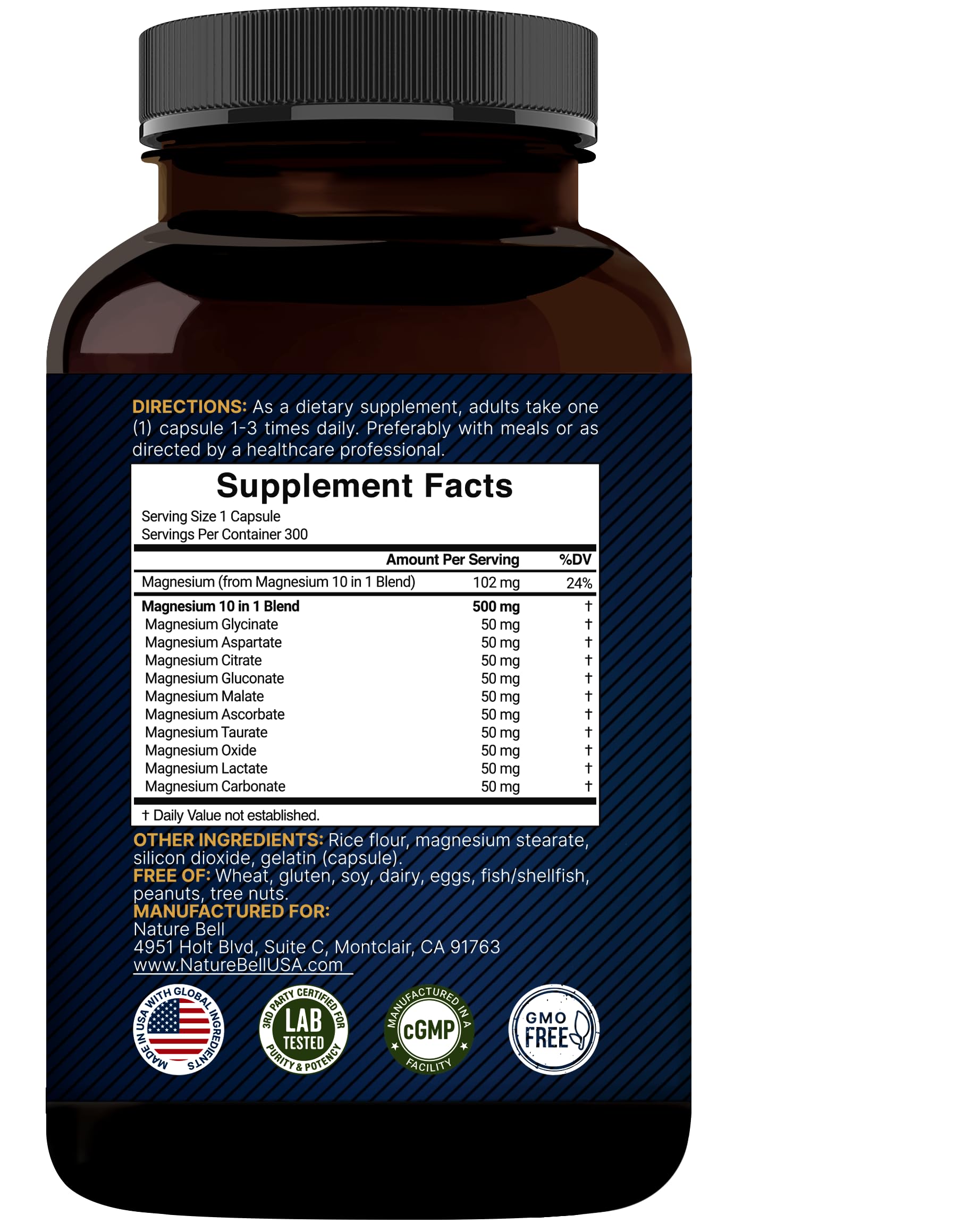 NatureBell Magnesium Complex bottle with a plant background
