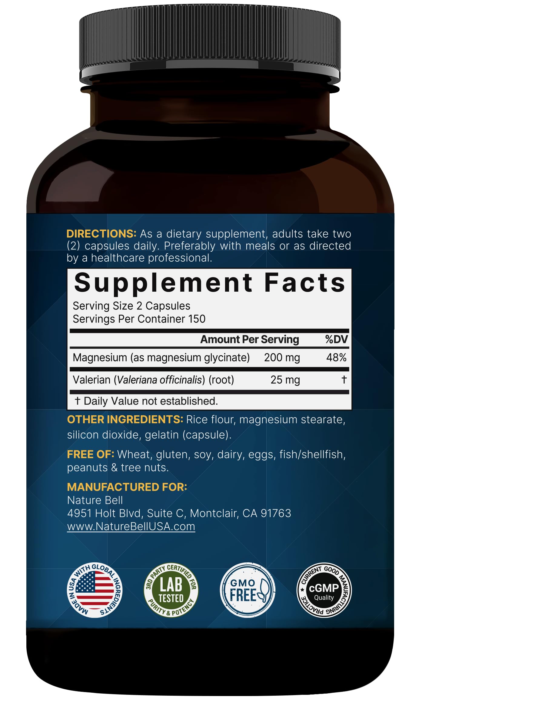 NatureBell Magnesium Glycinate 300 Capsules with a measuring spoon