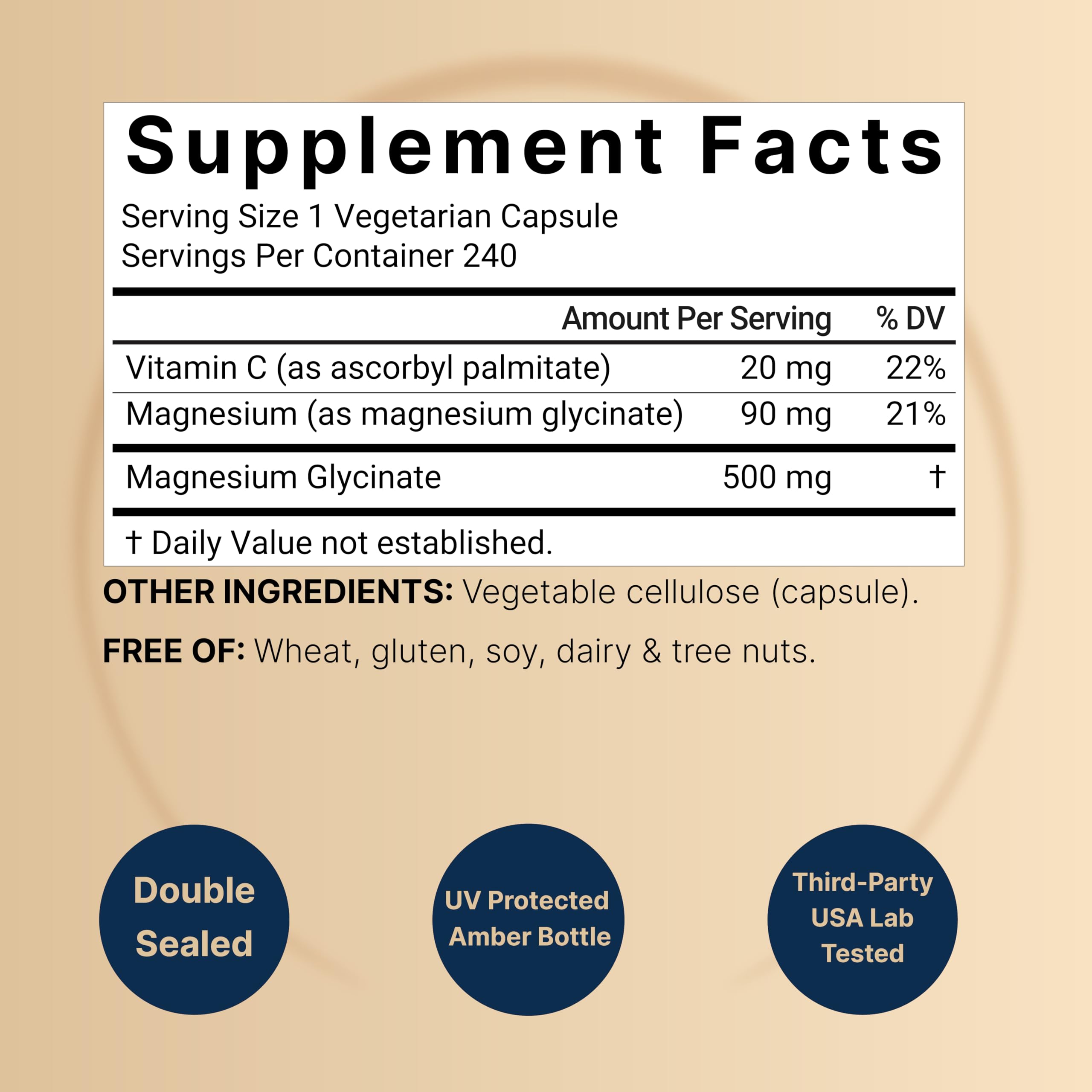 NatureBell Magnesium Glycinate 500mg capsule close-up