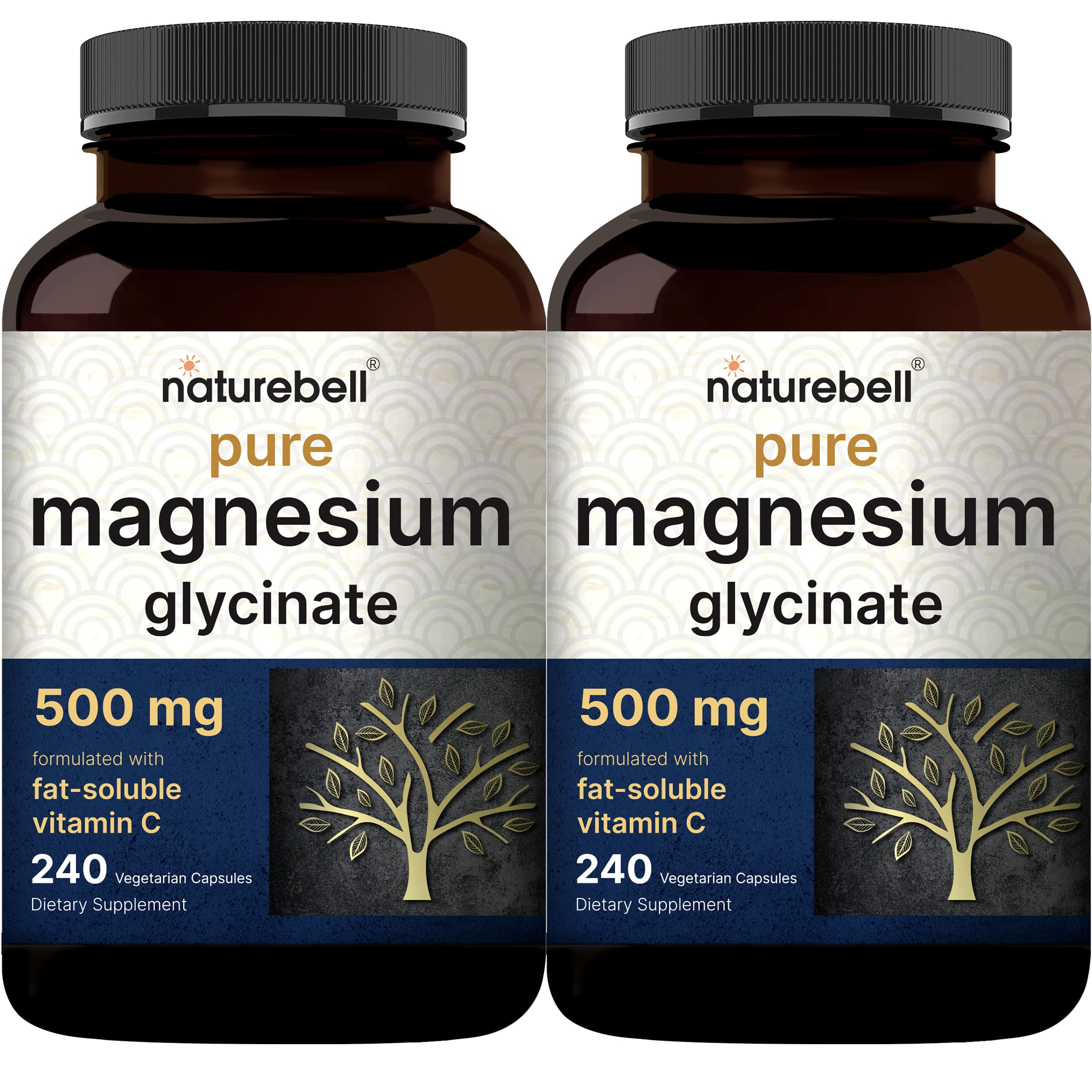NatureBell Magnesium Glycinate 500mg front view with packaging