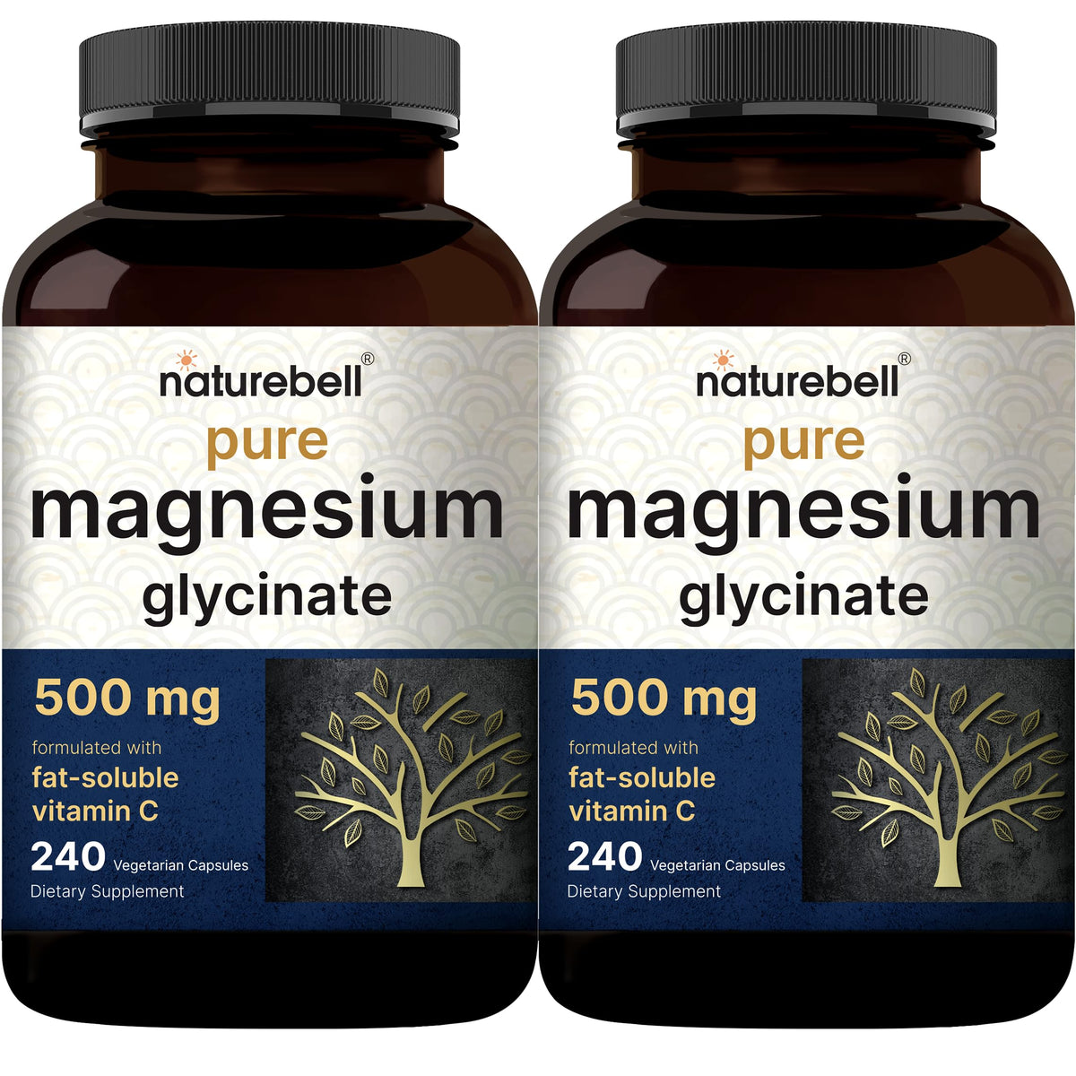 NatureBell Magnesium Glycinate 500mg front view with packaging